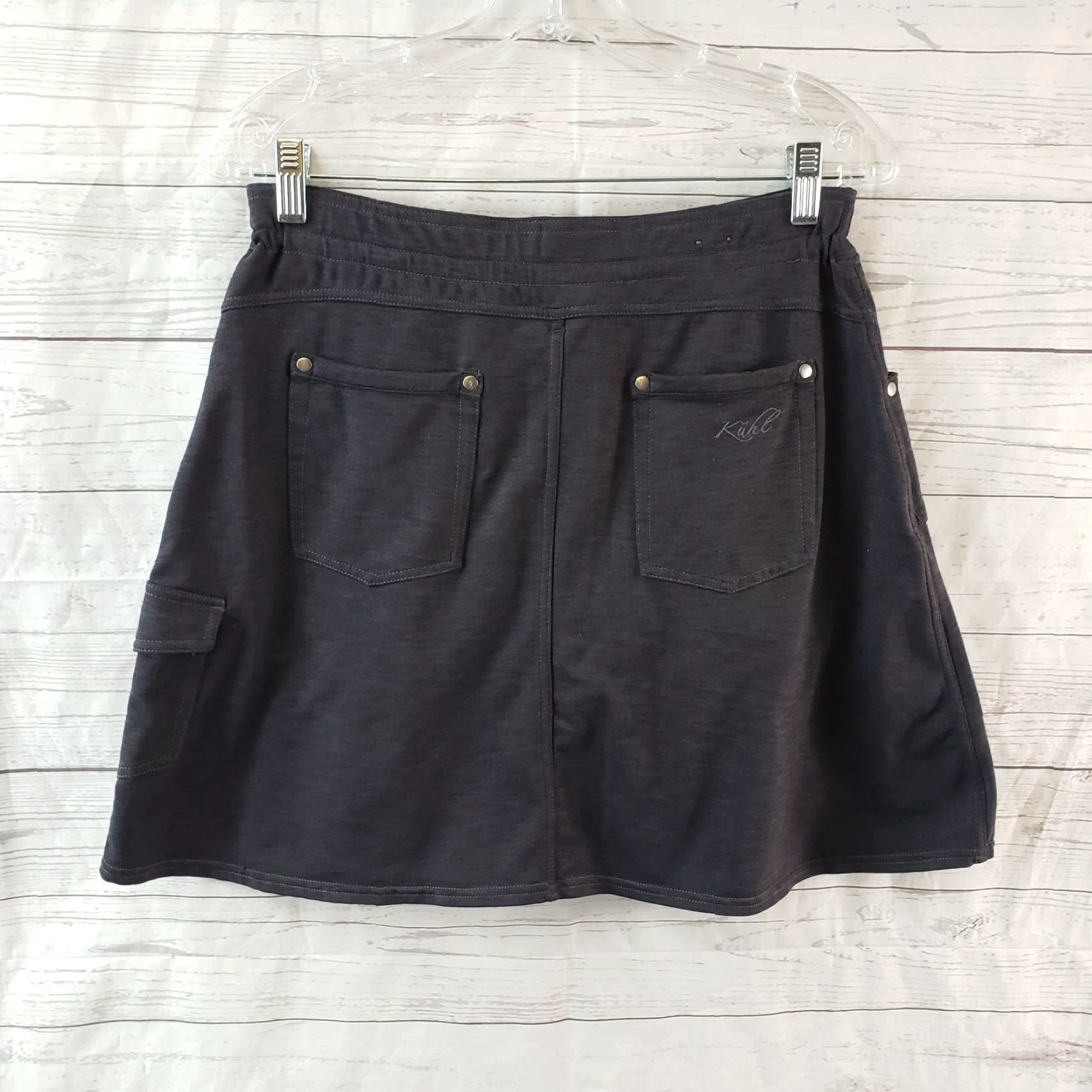 Vintage Kuhl Skort Womens Medium Gray Drawstring Pockets Activewear A-Line Short Skirt Size ONE SIZE - 2 Thumbnail