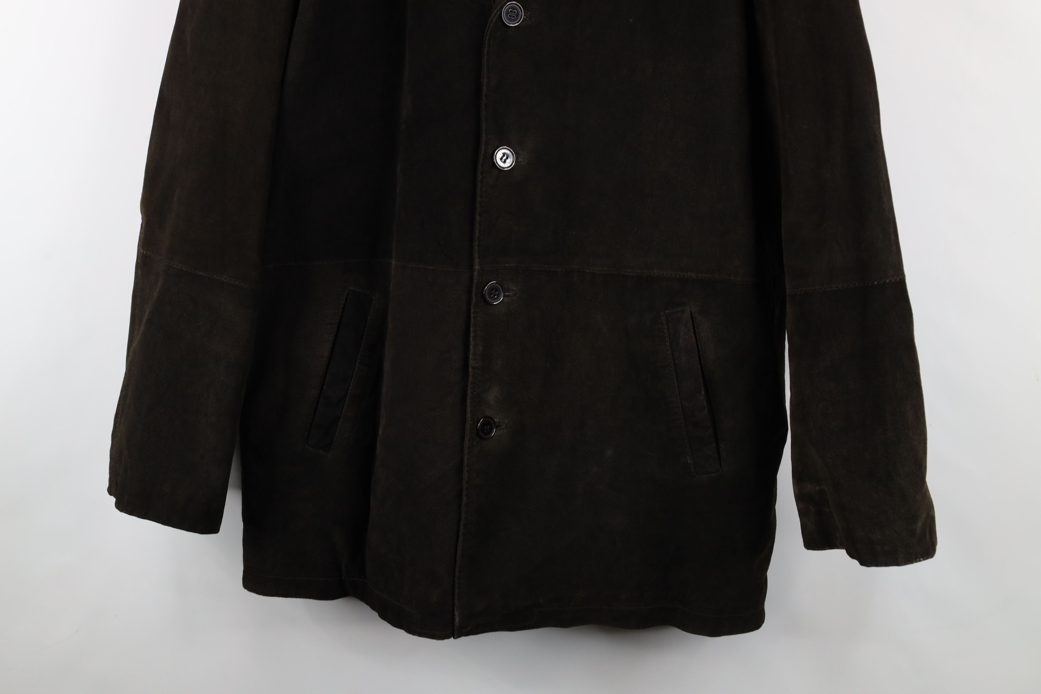 Vintage Vintage 90s Streetwear Suede Leather Button Jacket Brown Size US L / EU 52-54 / 3 - 3 Thumbnail