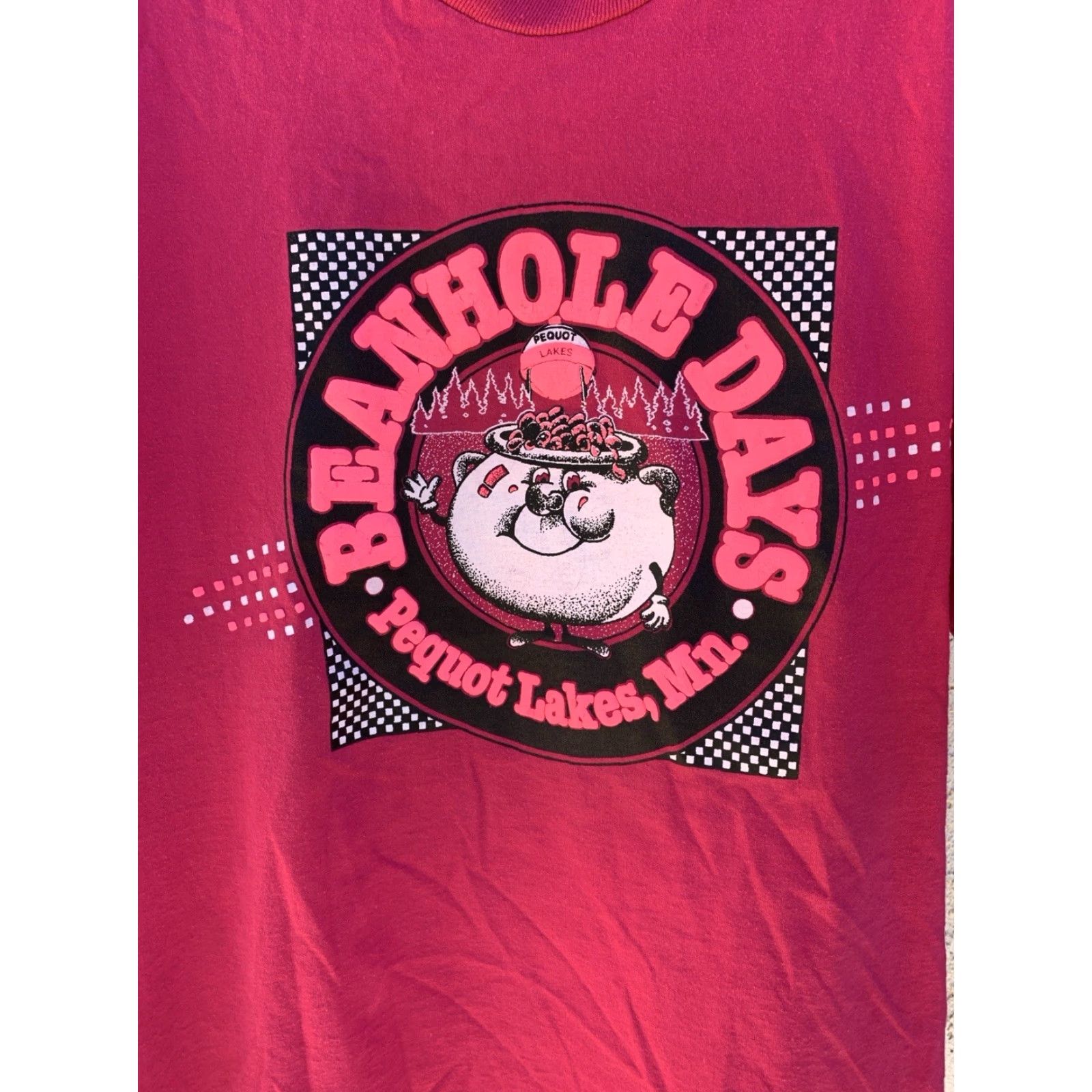 Jerzees VINTAGE Beanhole Days T Shirt Pequot Lakes Mn Pink L Large Jersey/JERZEES Short Sleeve Cotton Blend Graphic Print Mens Regular Size L Size US L / EU 52-54 / 3 - 3 Thumbnail