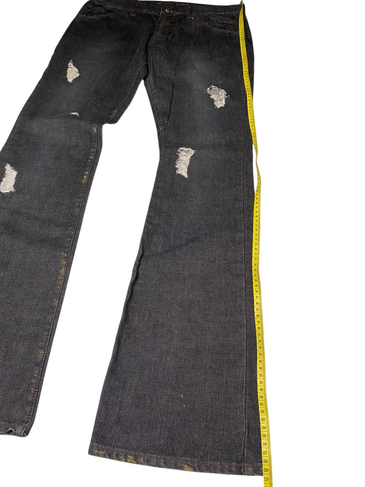 If Six Was Nine 2000's Schlussel Distressed Waxed Gold Flared Jeans Size US 31 - 13 Thumbnail