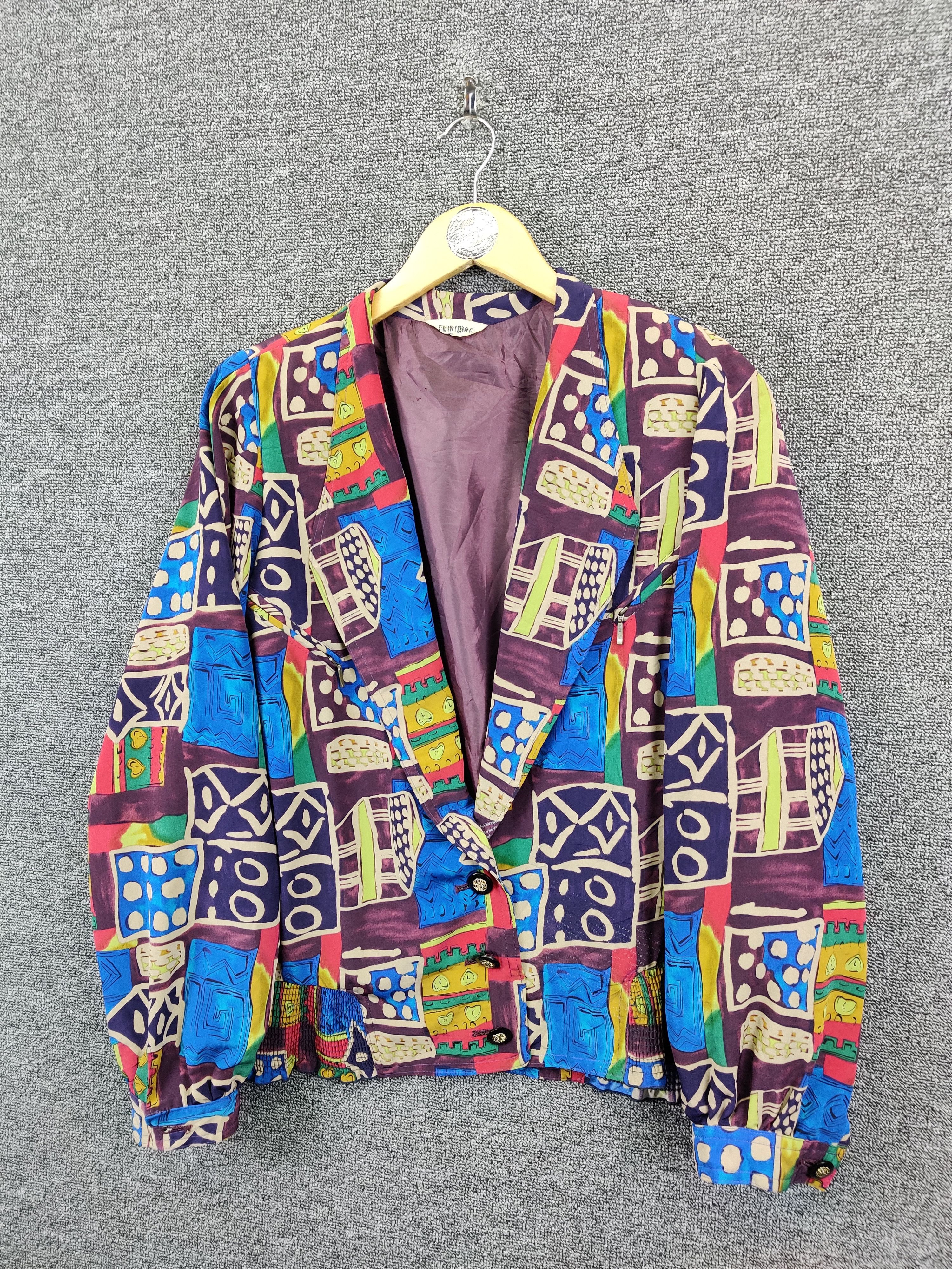 Vintage Vintage Femimac Abstract Single Breasted Blazer Size US L / EU 52-54 / 3 - 2 Thumbnail