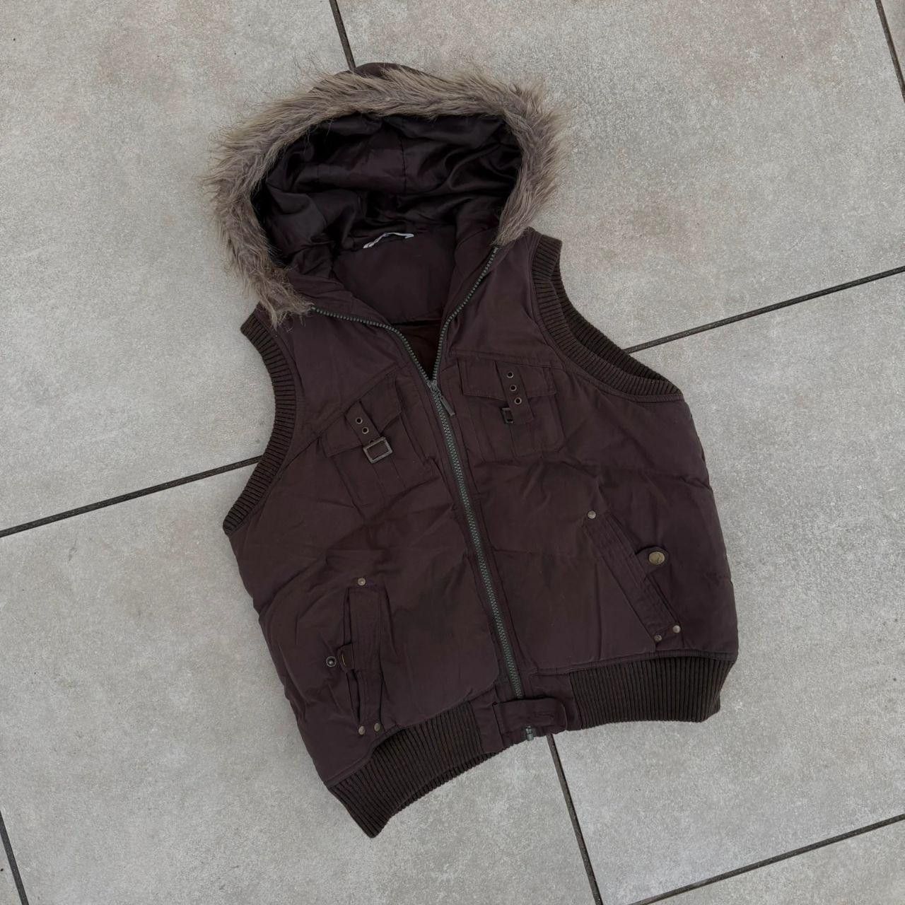 Vintage Vintage 90s Faux Fur Warmed Vest Gilet Brown Size L / US 10 / IT 46 - 3 Thumbnail