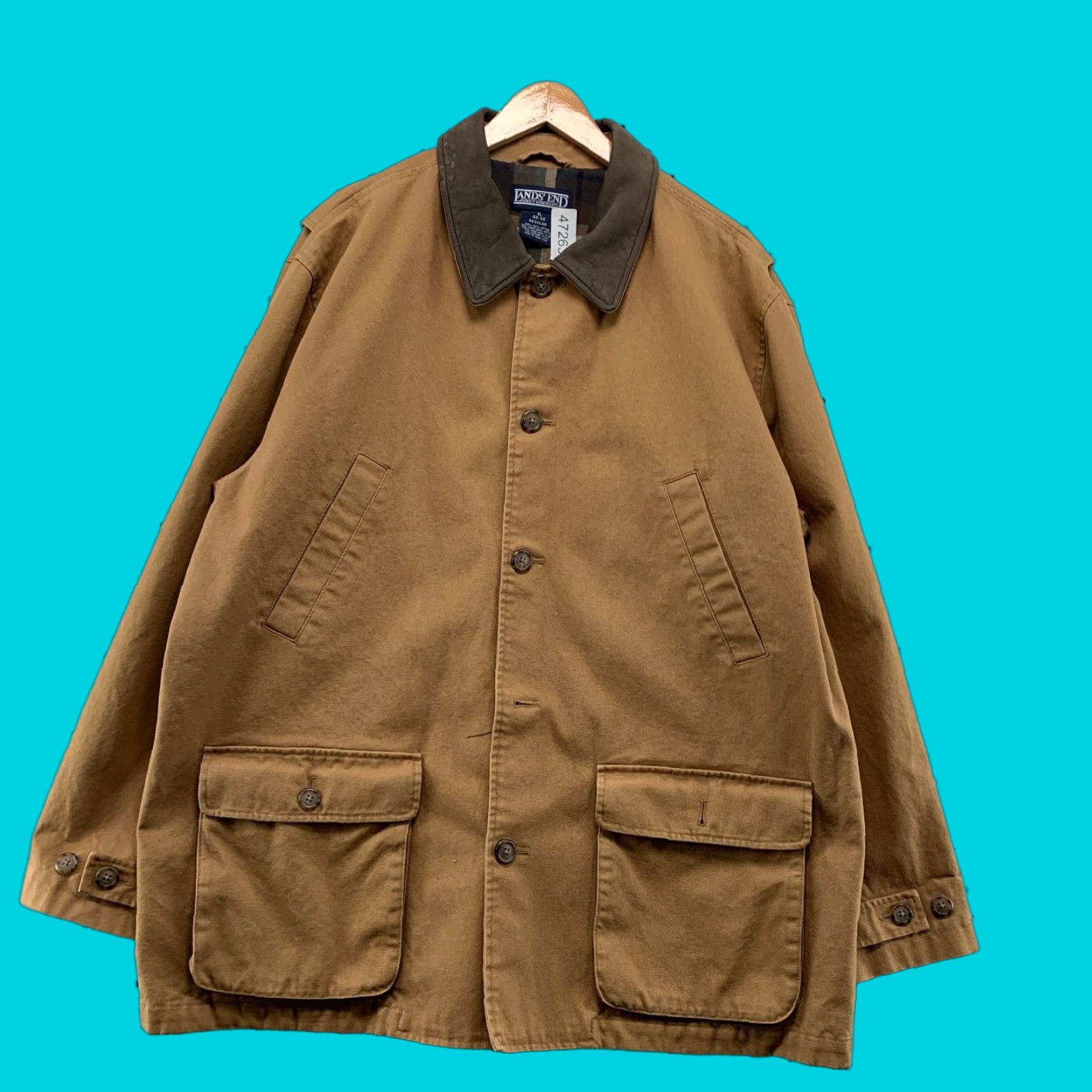 Lands' End VINTAGE Lands End Coat Mens XL Brown Canvas Barn Chore Flannel Plaid Leather Size US XL / EU 56 / 4 - 1 Thumbnail