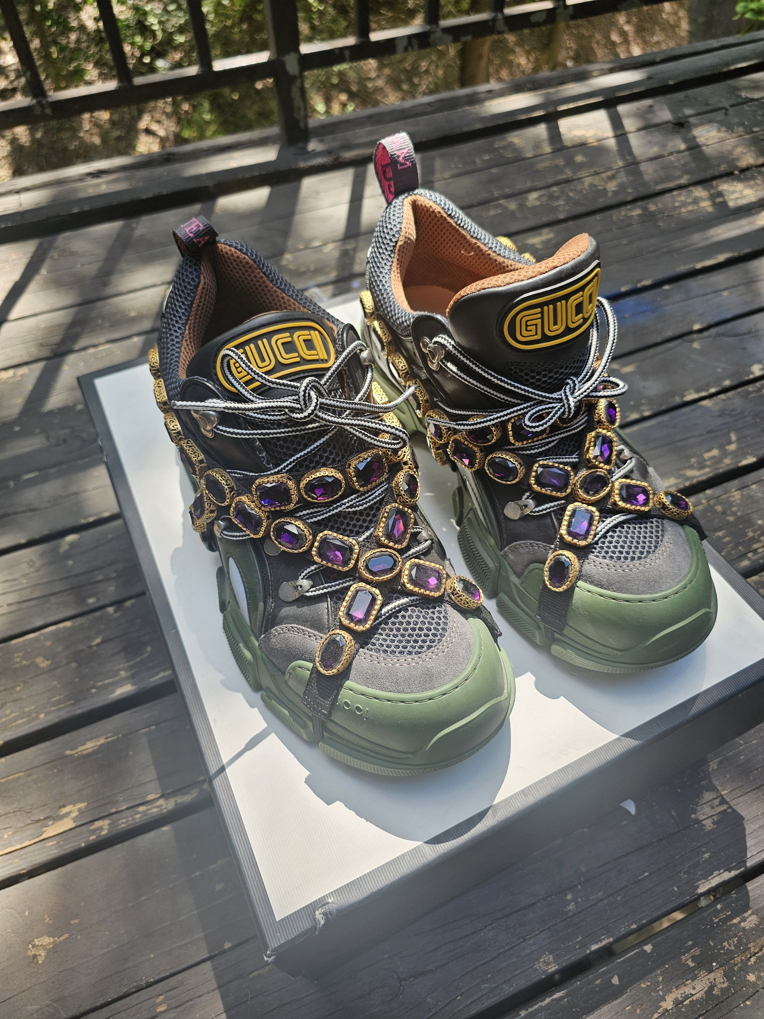 Gucci Gucci Flashtrek SEGA green with Swarovski crystals Size US 9.5 / EU 42-43 - 3 Thumbnail