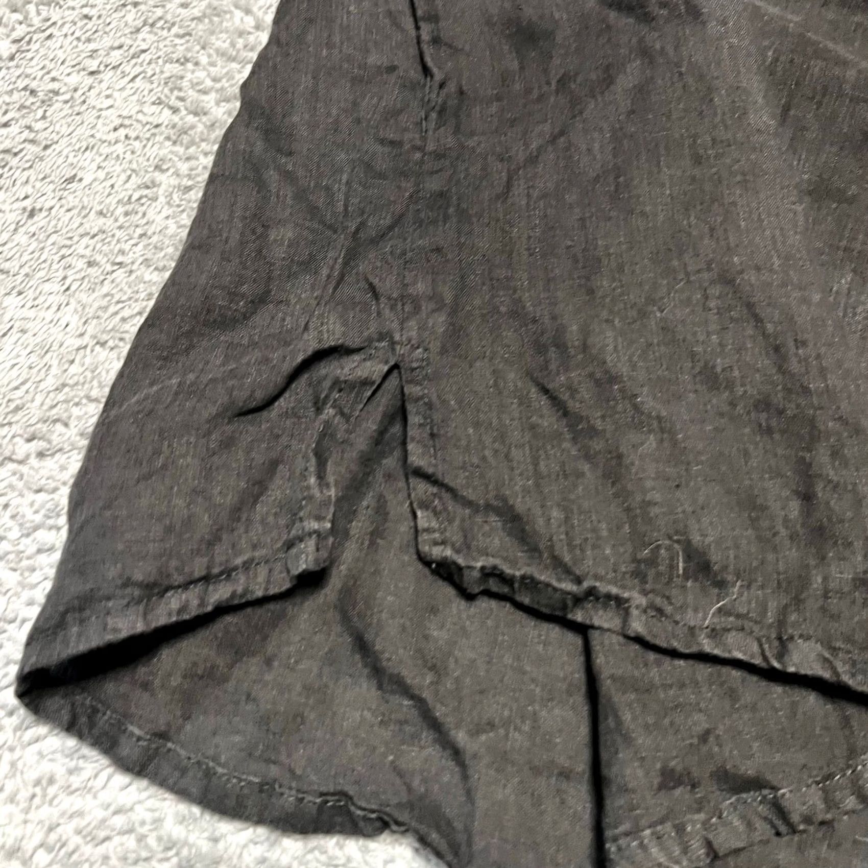 FLAX Flax Linen Shirt Womens Large Black Baggy Ahort Sleeve Size L / US 10 / IT 46 - 3 Thumbnail
