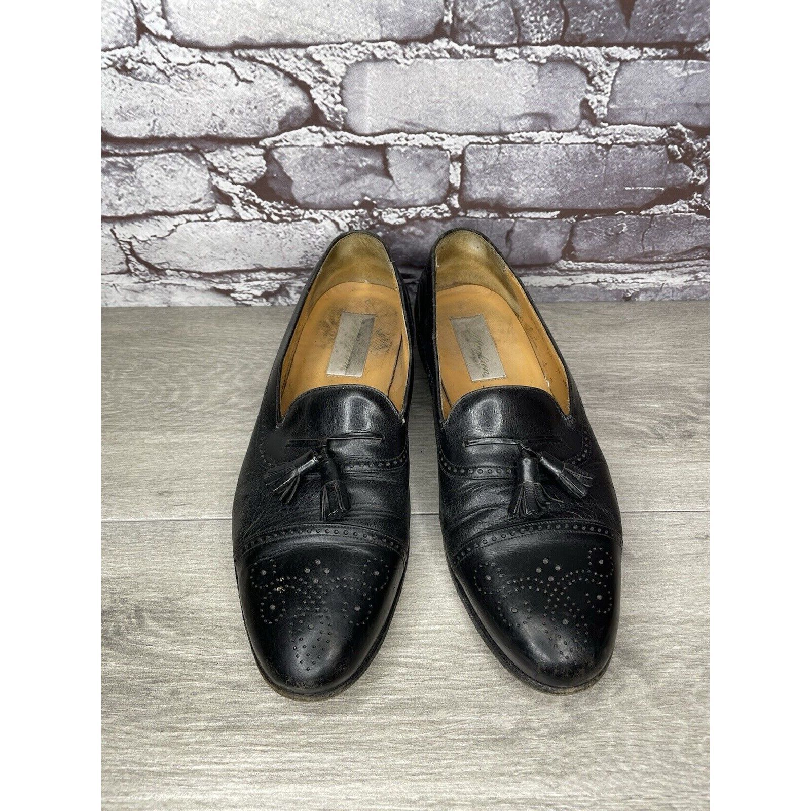 Mezlan MEZLAN HAVANA Black Leather Wingtip Tassel Loafers Shoes Men Size US 10.5 / EU 43-44 - 23 Thumbnail