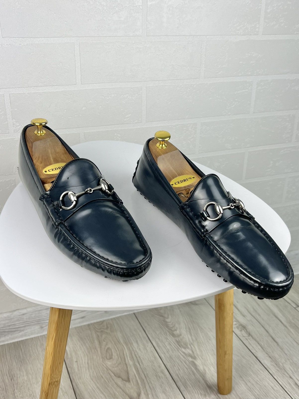 Gucci GUCCI Loafers Leather Drivers Shoes HORSEBIT Buckle GG Navy Size US 8.5 / EU 41-42 - 2 Thumbnail