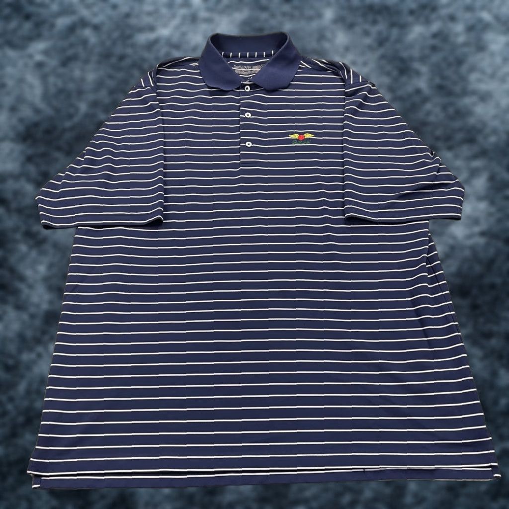 Vintage Donald Ross Baltusrol Polo Shirt Mens XL Blue Striped Logo Golf Performance Size US XL / EU 56 / 4 - 1 Thumbnail