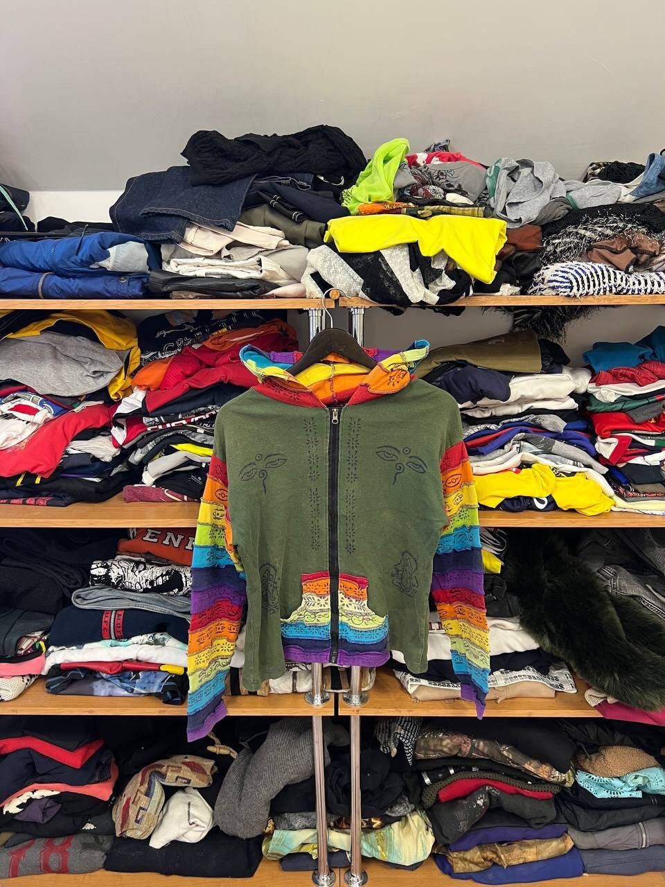 Japanese Brand × Other × Vintage Rainbow Patchwork Jacket Hippie Boho Zip Front Hoodie Size M / US 6-8 / IT 42-44 - 1 Thumbnail