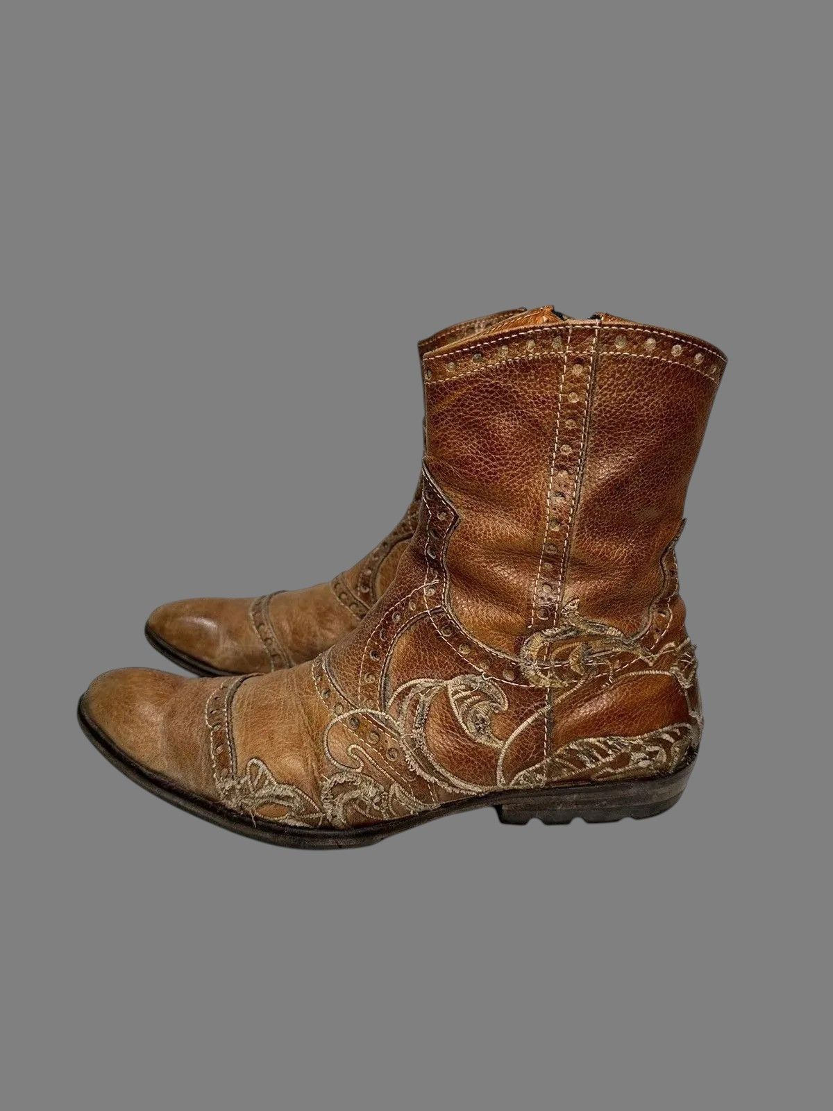 Guidi Brown Leather Military Boots Vintage AS98 Western Archive Size US 7 / EU 40 - 4 Thumbnail