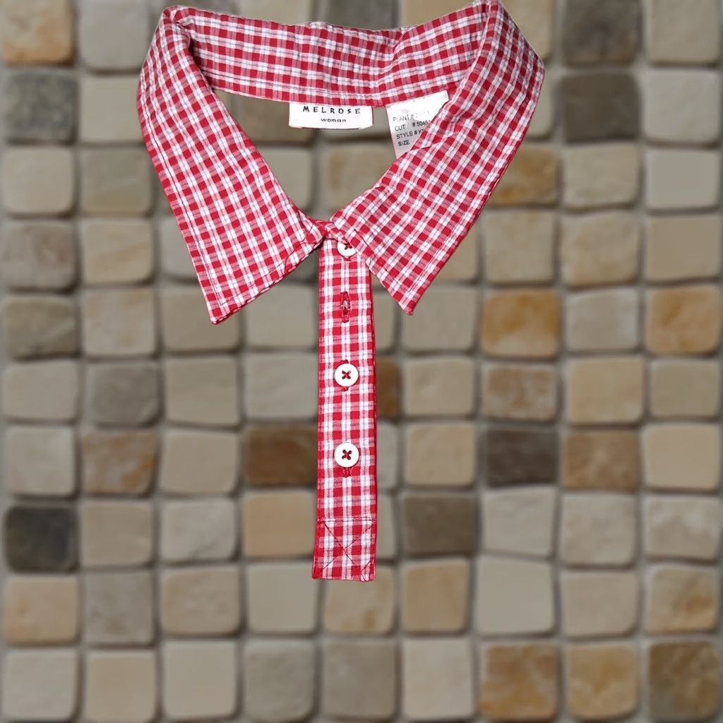 Vintage VINTAGE Melrose Woman Shirt Plus Size 2X Red Collared T Shirt Plaid Daisy Shirt Size XXL / US 16-18 / IT 52-54 - 1 Thumbnail