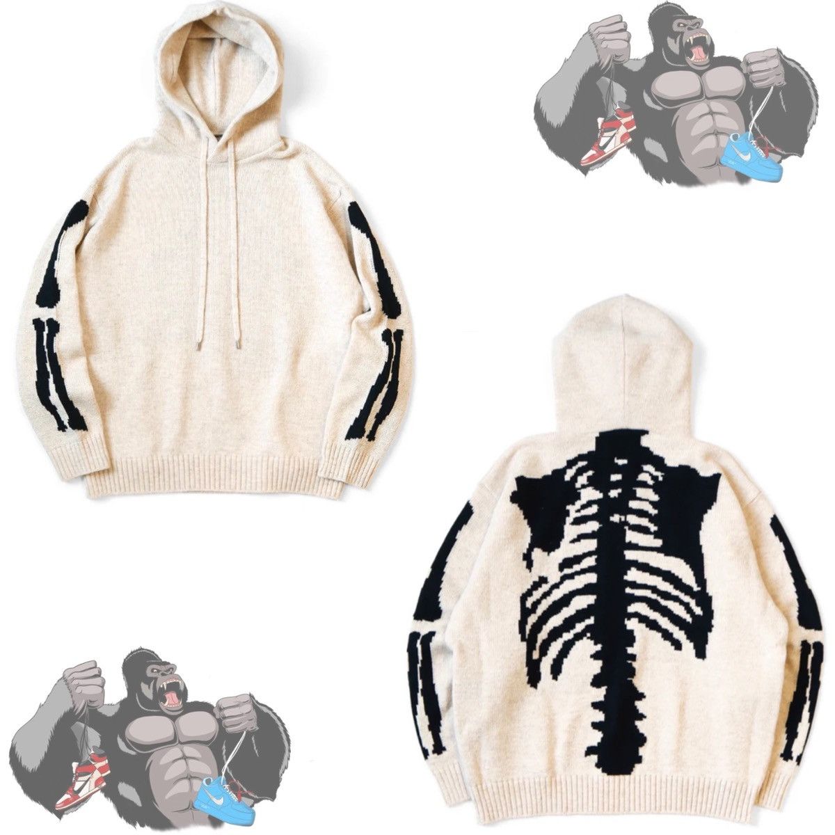Kapital Kapital 5G Wool Bone Hooded Sweater Beige Size US S / EU 44-46 / 1 - 1 Thumbnail