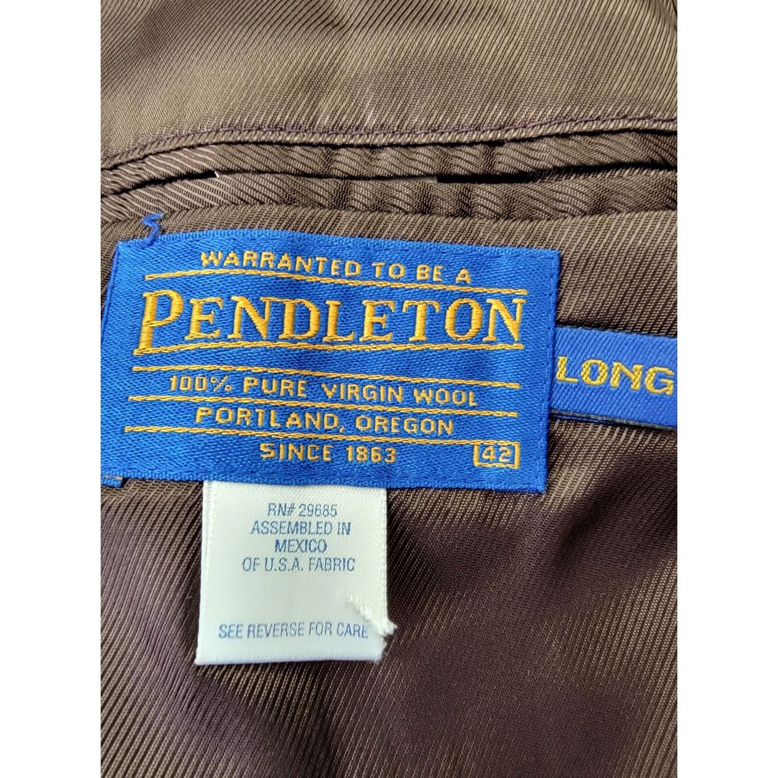 Pendleton Pendleton Blazer Mens 42 Long Brown 2 Button Vented Virgin Wool Classic Preppy Shirt Jacket Blazer Mens Size 42R - 3 Thumbnail