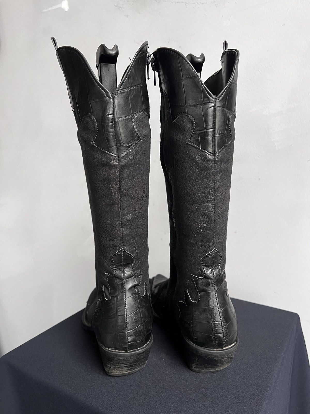 Western Rise Western suede leather boots hype black opium fashion y2k Size US 7 / IT 37 - 8 Thumbnail