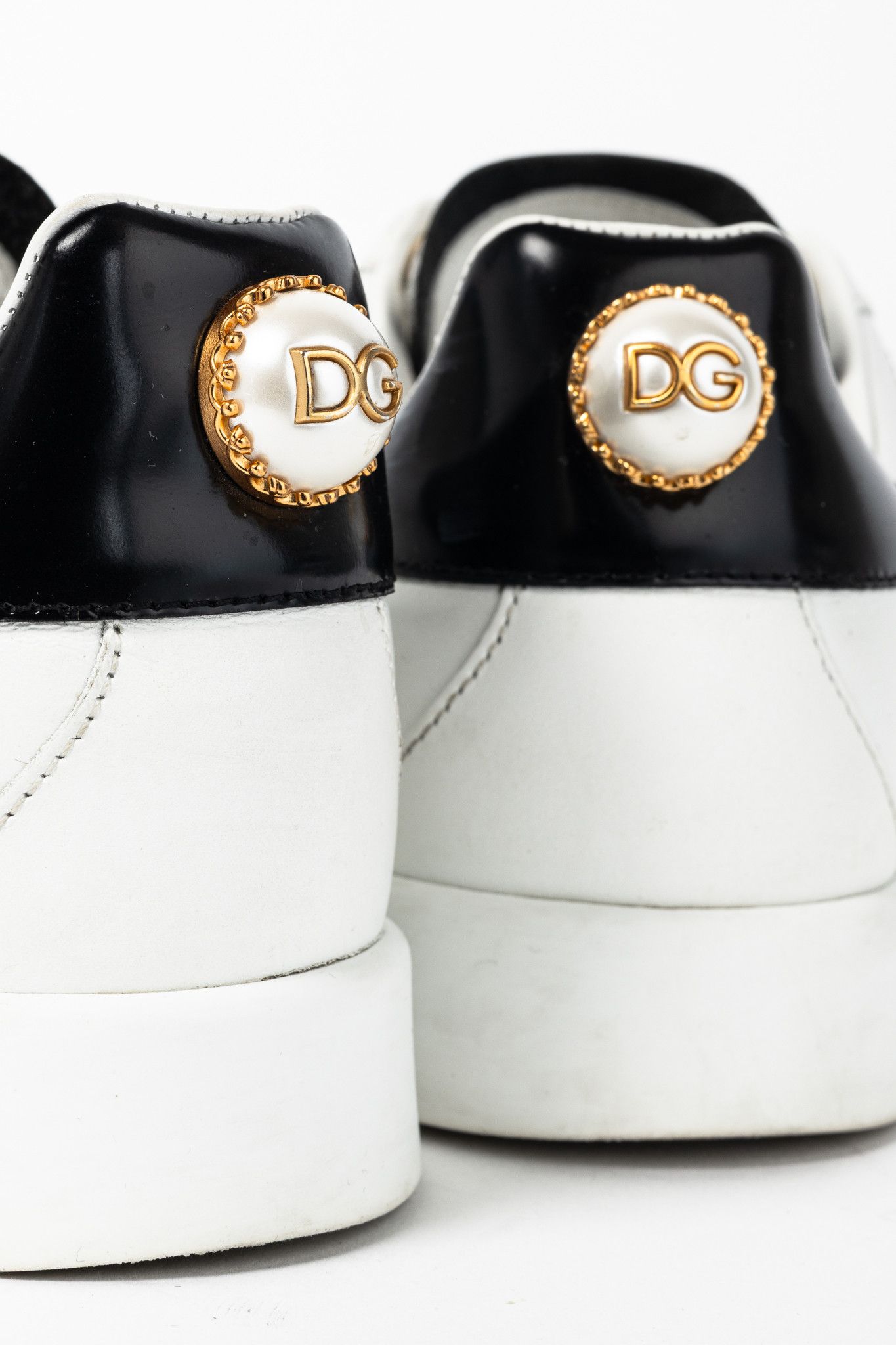 Dolce & Gabbana Dolce & Gabbana Portofino Leather Pearl-Embellished Sneakers Size US 5.5 / IT 35.5 - 7 Thumbnail