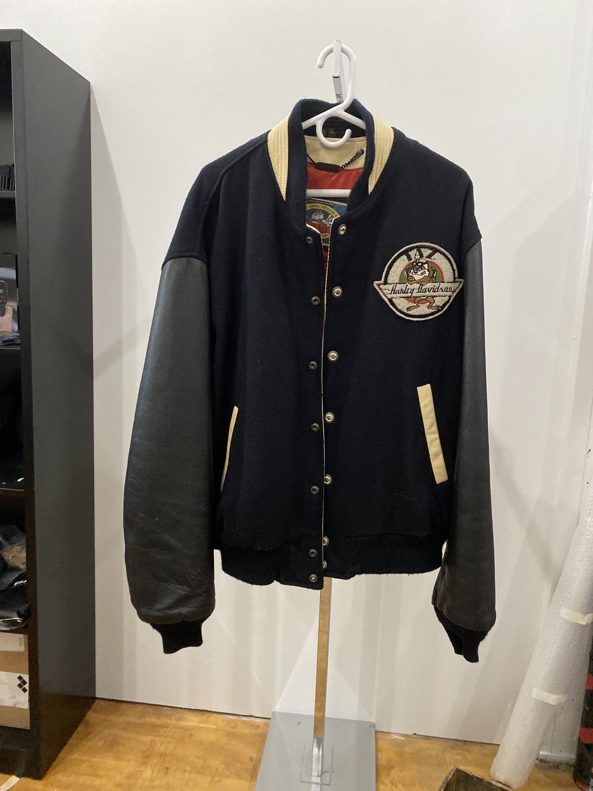 Warner Bros Vintage Warner Bros X Harley Wool/Leather Jacket Size US XL / EU 56 / 4 - 6 Thumbnail