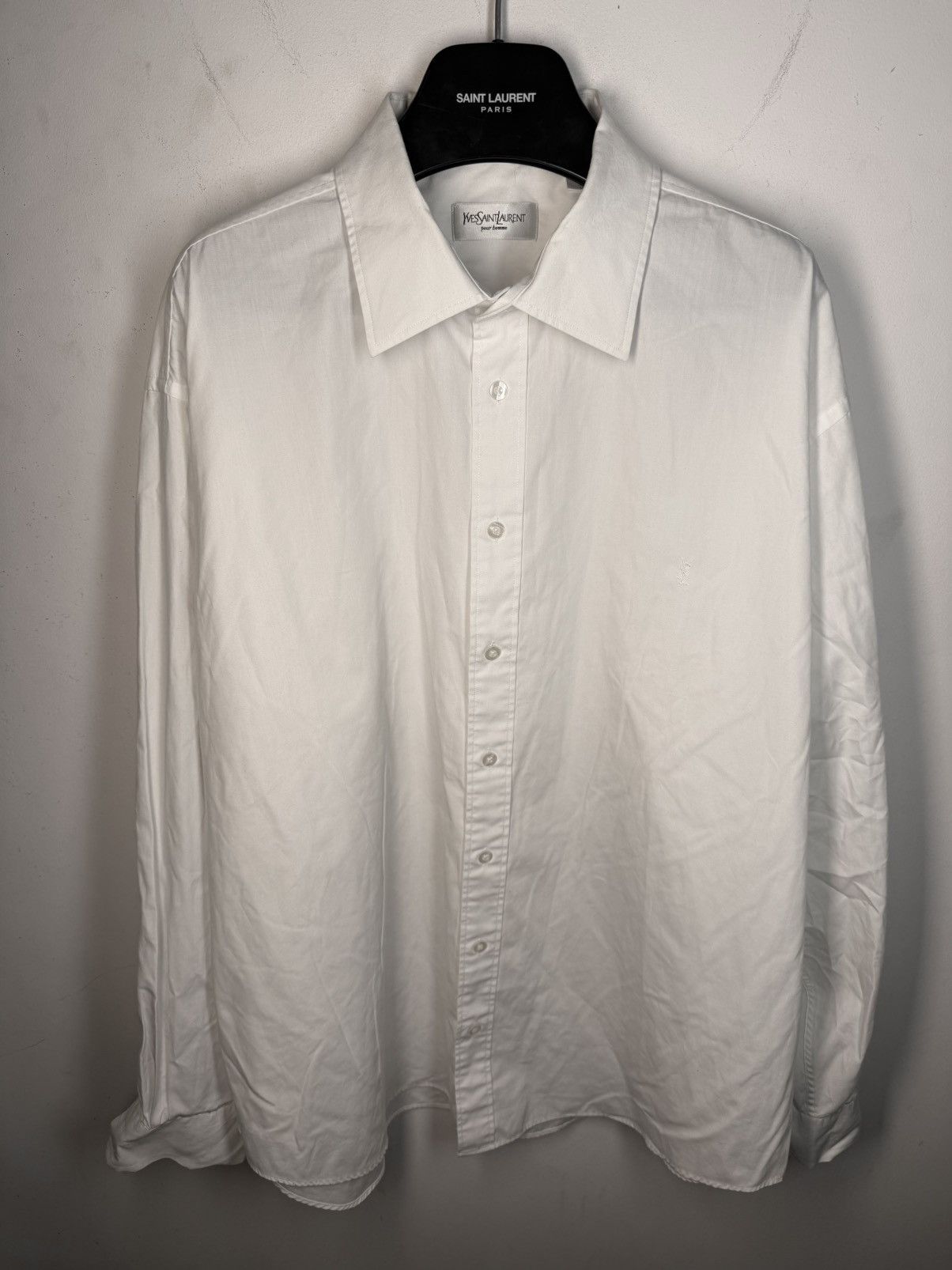 Yves Saint Laurent White YSL Shirt Dress Button Up Classic Logo Size US XXL / EU 58 / 5 - 1 Thumbnail