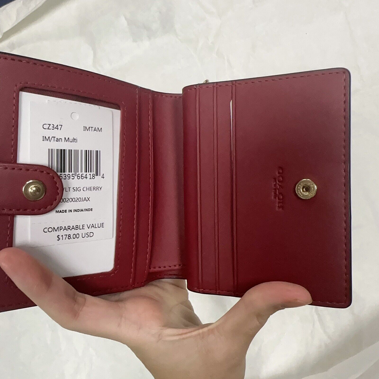 Coach NWT Limited Coach Snap Wallet CZ347 Canvas Pink Cherry Size ONE SIZE - 8 Thumbnail