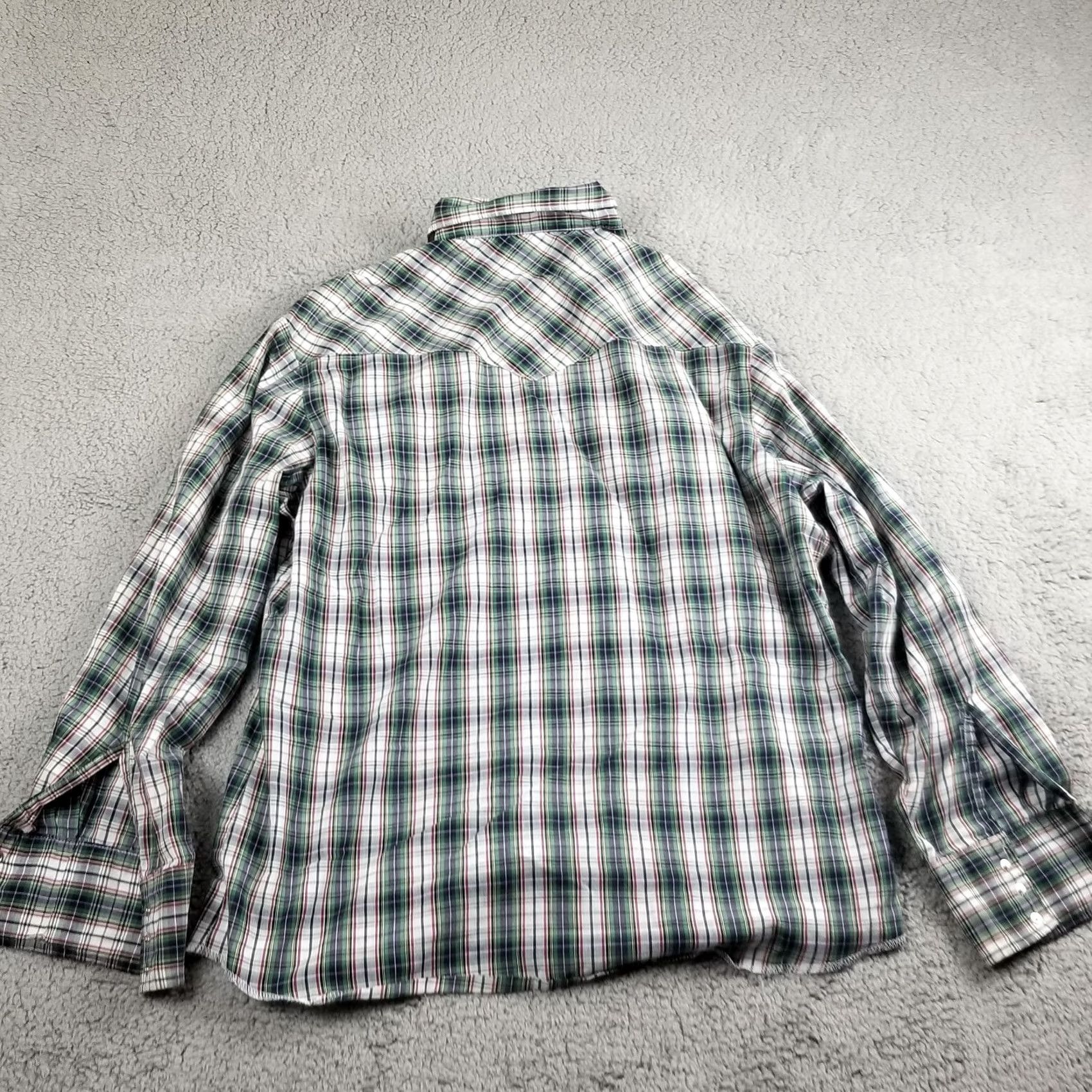Wrangler VTG Wrangler Shirt Western Striped Button-Up Long Sleeve M L Green Red Cowboy Western Mens Wrangler Shirt Size US L / EU 52-54 / 3 - 6 Thumbnail