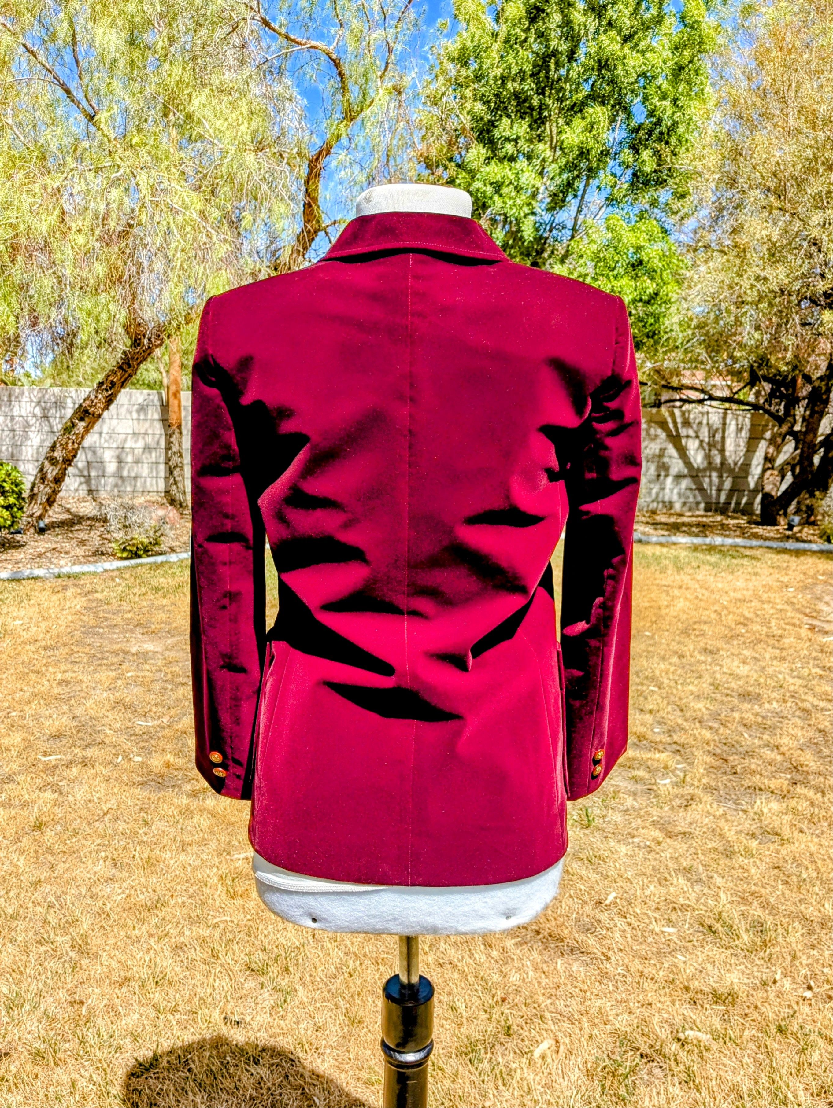 Vintage Howdy Vintage Velvet Burgundy/Maroon 2-Button Blazer Jacket Size M / US 6-8 / IT 42-44 - 4 Thumbnail