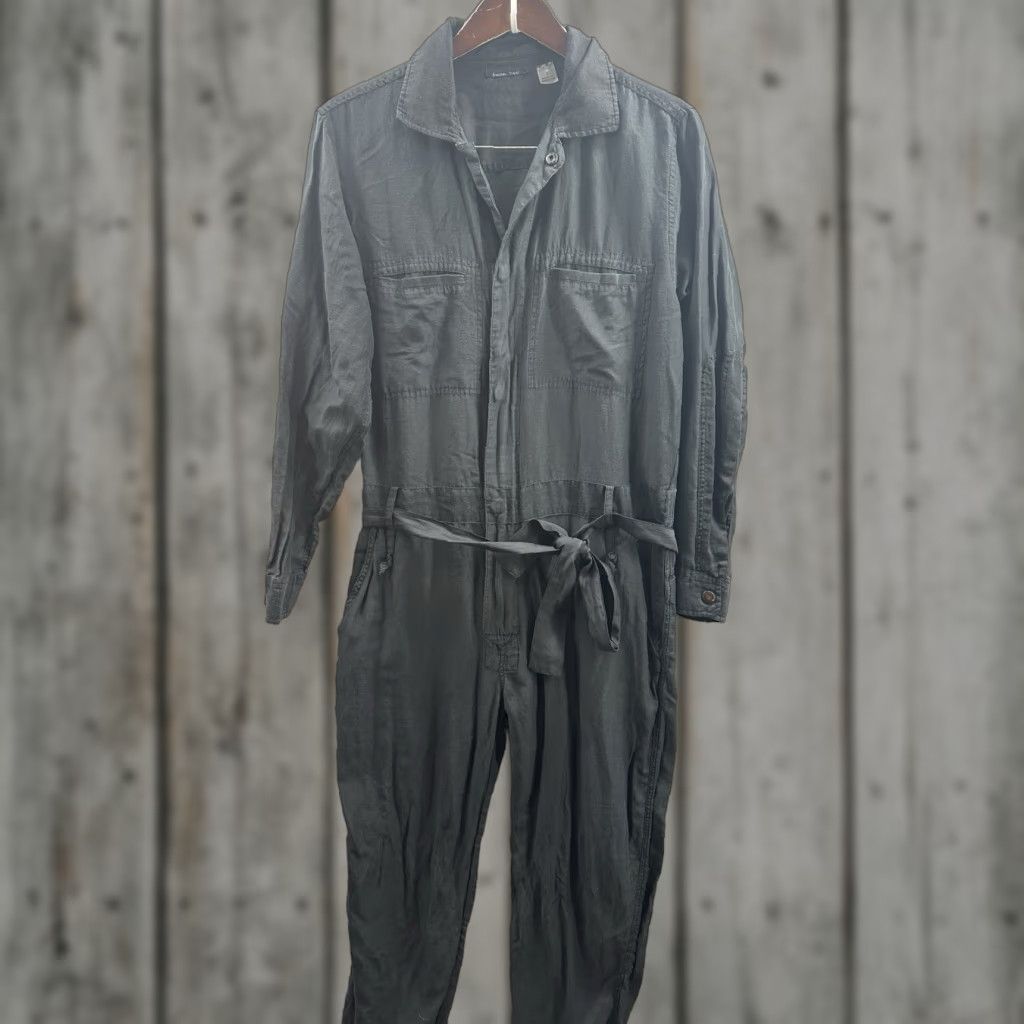 Vintage Brazeau Jumpsuit Womens Medium Belted Stretchy Silk Blend Tricot Quiet Luxury Size 32" / US 10 / IT 46 - 1 Thumbnail