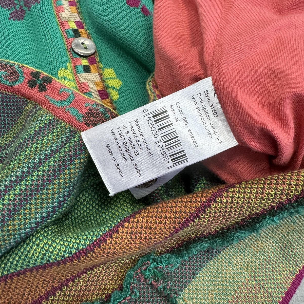 Vintage Ivko Handwritten Emotion Emerald Linen Sweater Cardigan Size XS / US 0-2 / IT 36-38 - 15 Thumbnail