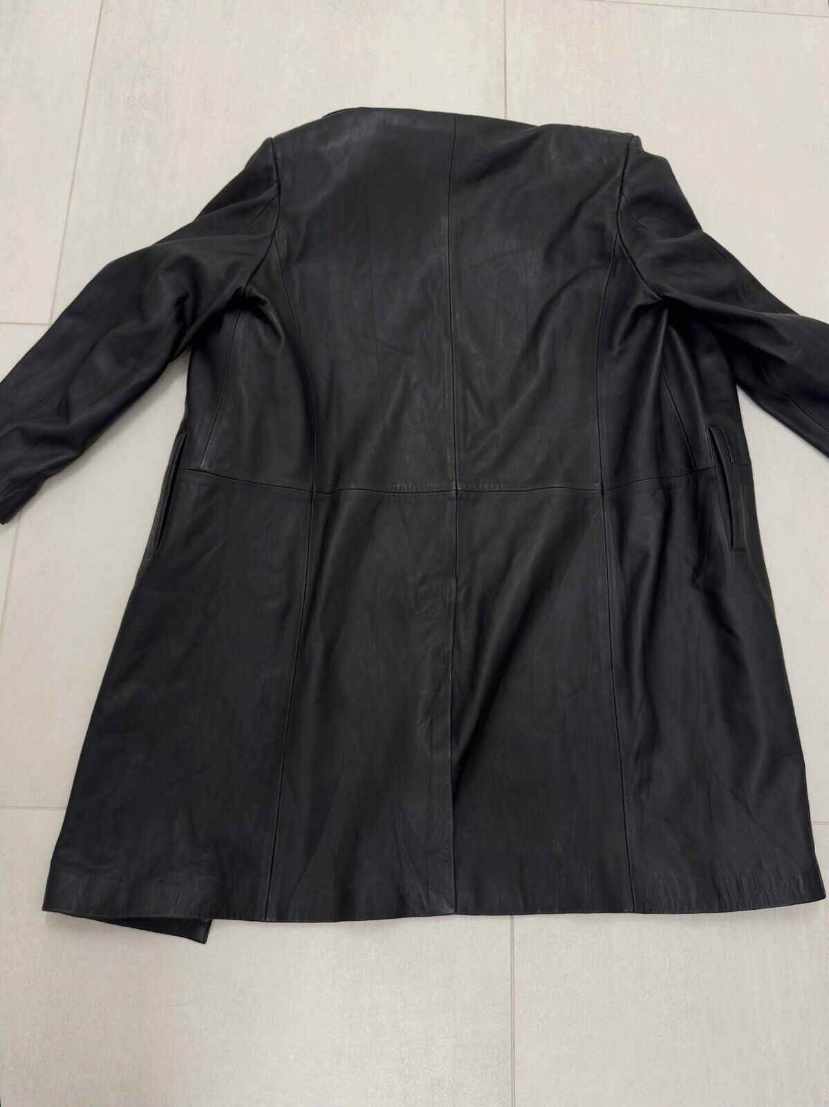 vintage ZARA Leather Long Trench Coat Jacket y2k Swag