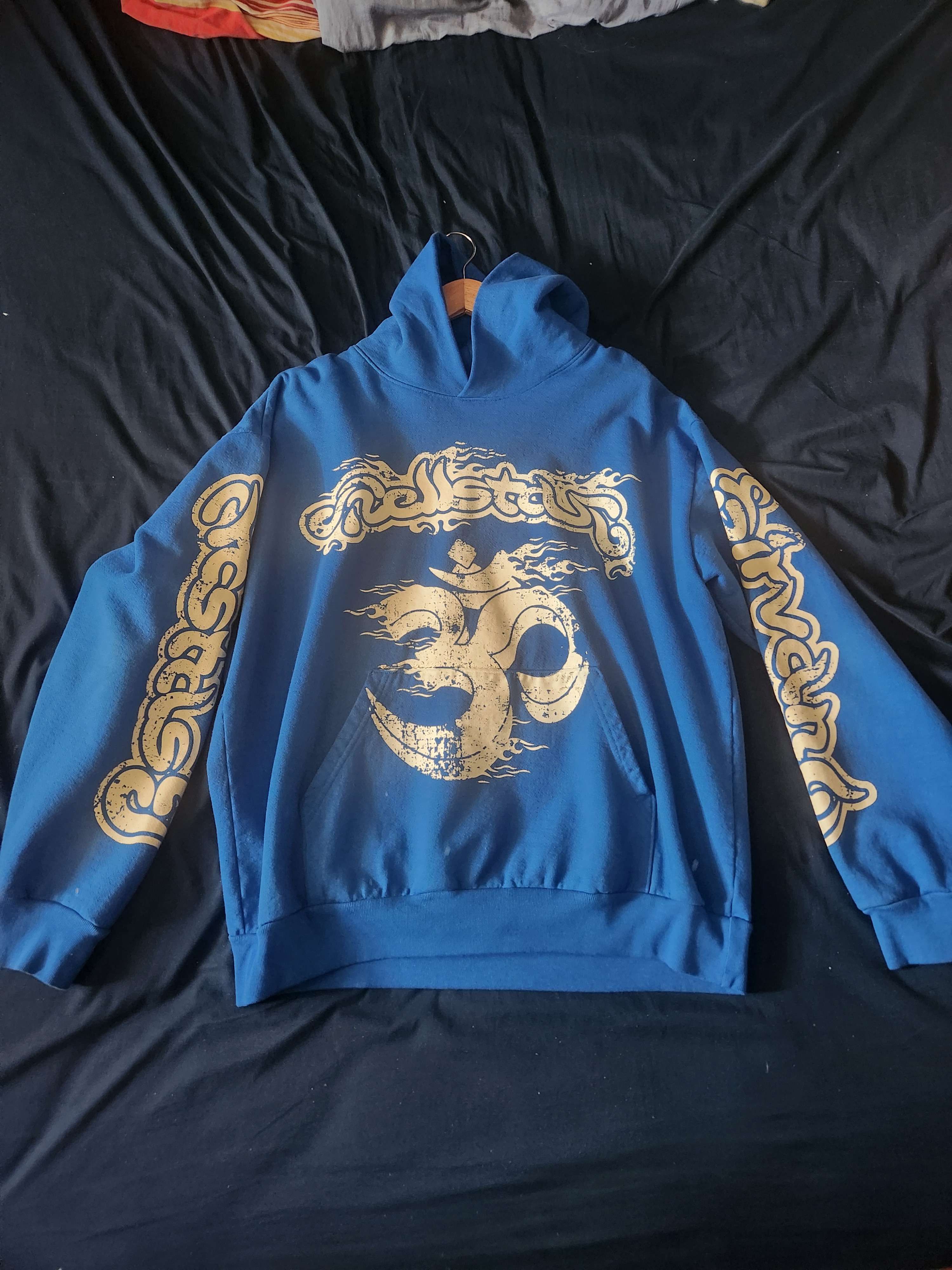 image of Hellstar Nirvana X Ecstasy Hoodie in Blue, Men's (Size XL)