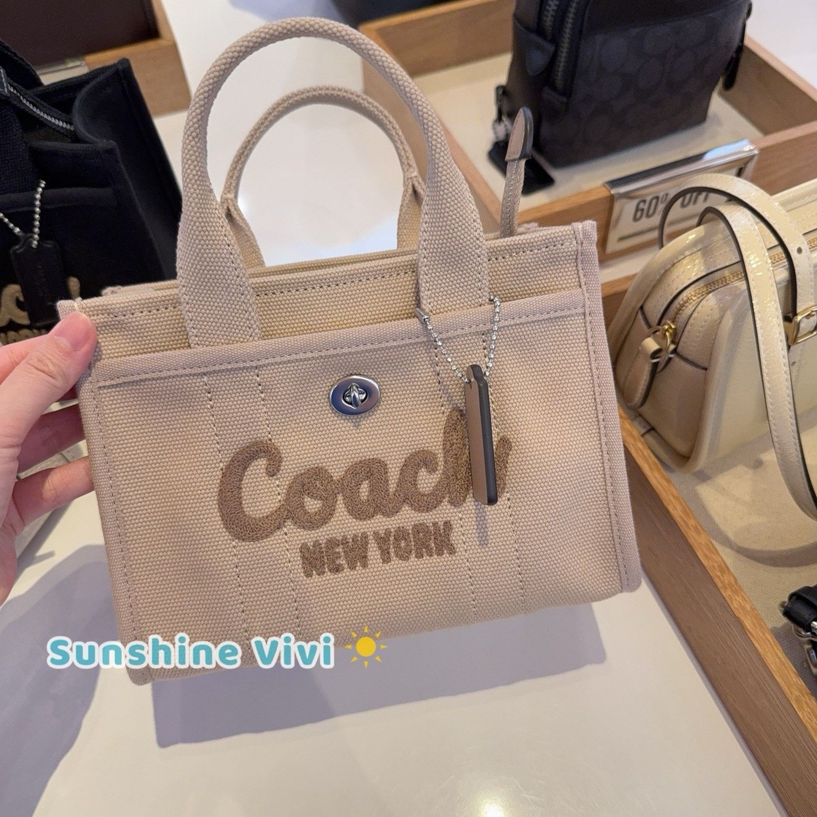 Coach NWT COACH Cargo Tote Bag 20 CZ098 Canvas Silver/Dark Natural Size ONE SIZE - 8 Thumbnail
