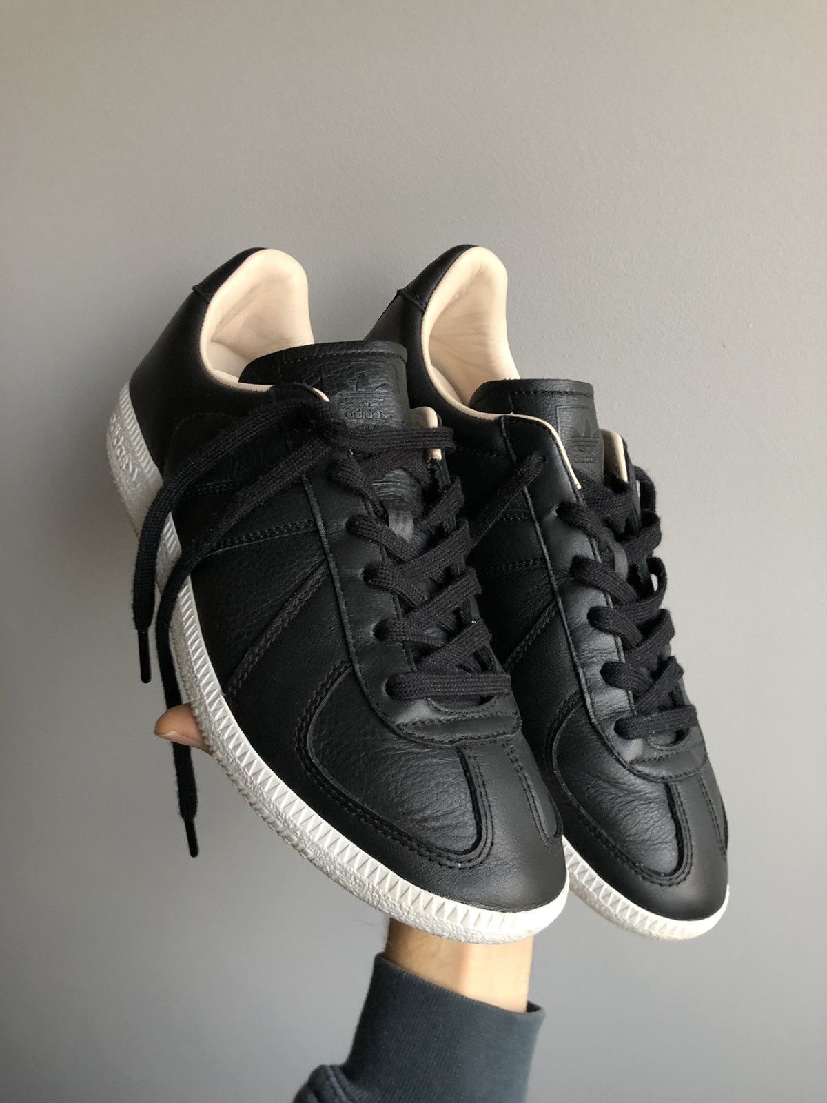 image of Vintage Adidas Sample German Army Trainers Shoes in Black, Men's (Size 9)