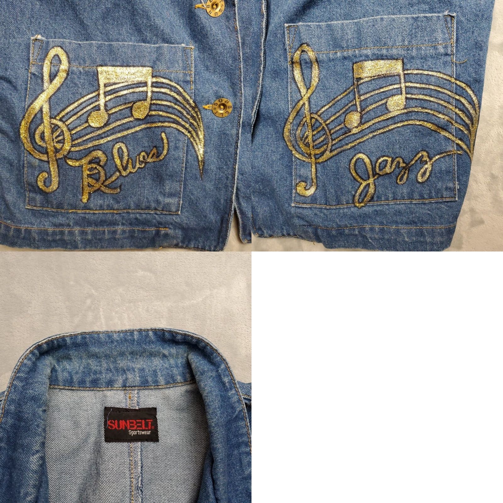 Denime VINTAGE Sunbelt Jacket Womens Large Blue Denim New Orleans Blues Jazz Music 90s Size L / US 10 / IT 46 - 10 Thumbnail