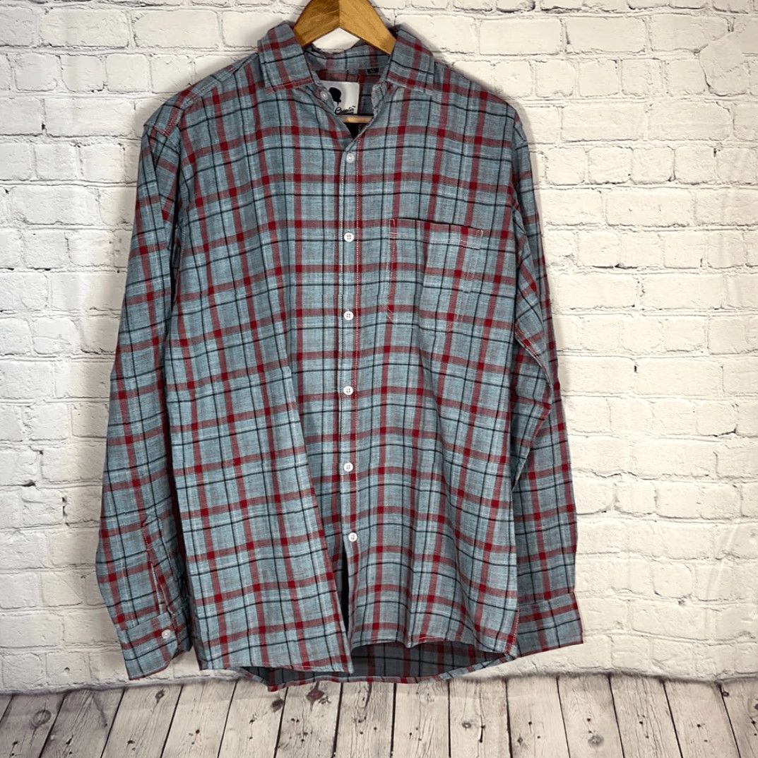 Vintage Charlie Chaplin Red Gray Plaid Button Down Shirt XL Men Long Sleeve Size US XL / EU 56 / 4 - 2 Thumbnail