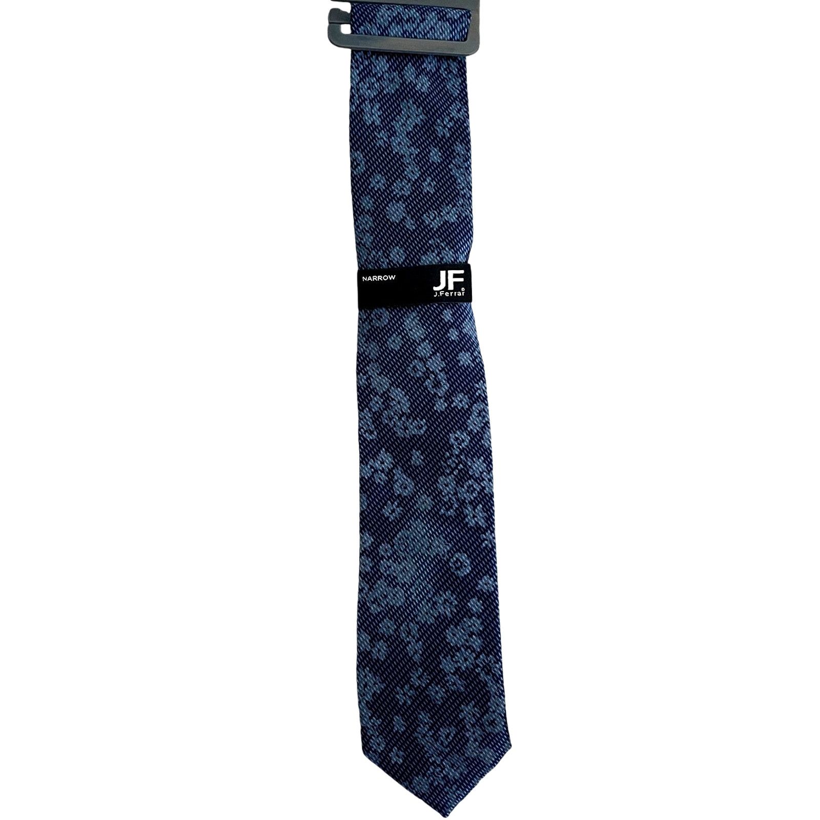 J Ferrar 2pc J Ferrar Narrow Indigo Floral Stripe Tie White Pocket Sq Size ONE SIZE - 5 Thumbnail