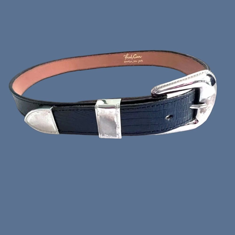 VINTAGE Fred Coen Western Belt Womens Navy Blue Snakeskin  display picture 3
