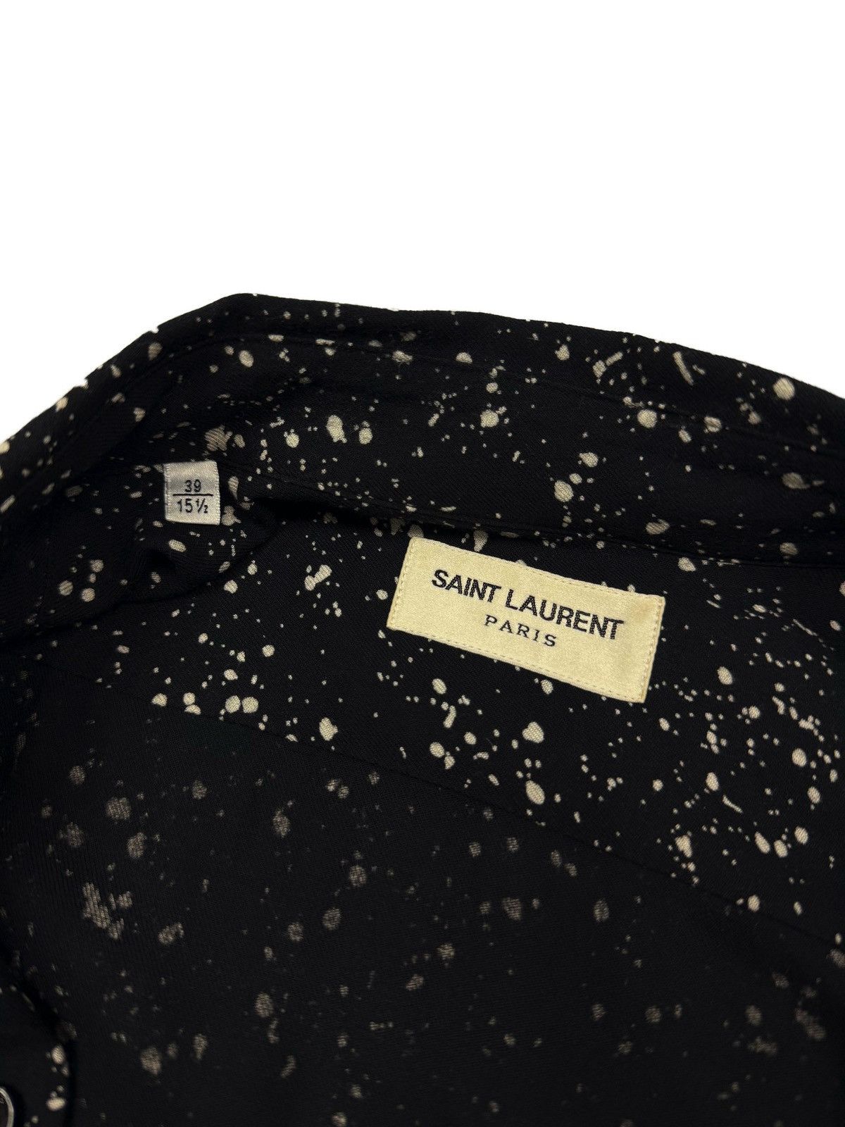 Hedi Slimane × Saint Laurent Paris FW15 Paint Splatter Viscoe Shirt Size US M / EU 48-50 / 2 - 4 Thumbnail