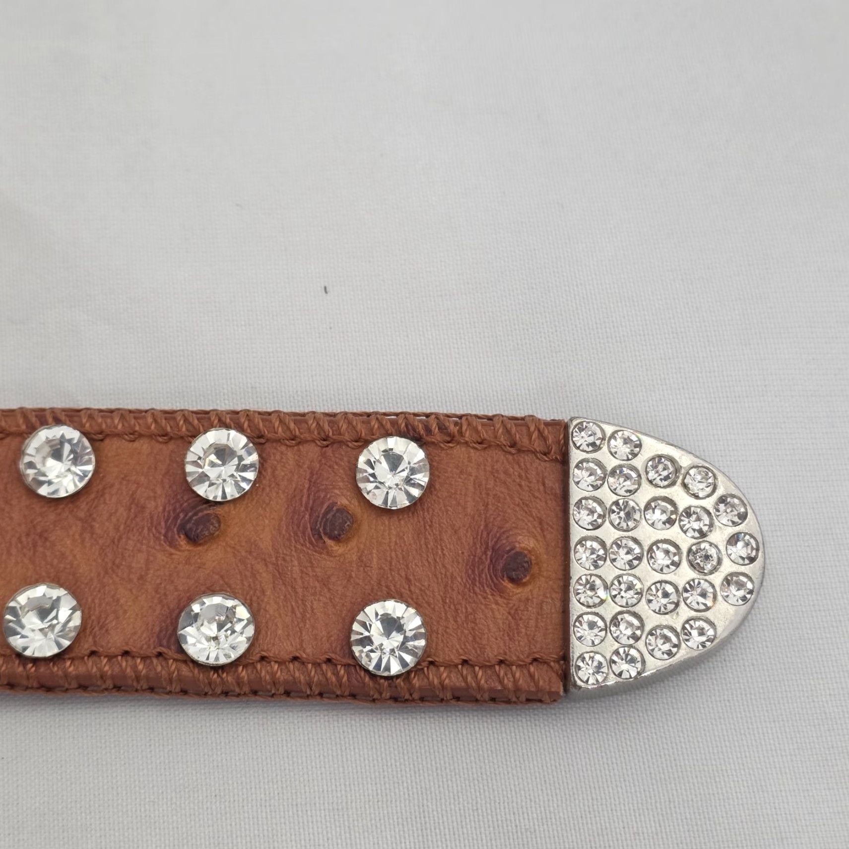Vintage VINTAGE Unbranded Womens Western Belt W/Rhinestone Hearts & Bling Ostrich Print 28 Cowgirl Size ONE SIZE - 6 Thumbnail