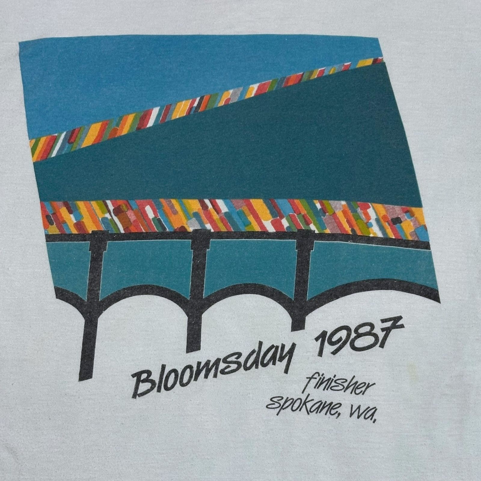 Nike × Vintage Vintage 80s Nike Swoosh Bloomsday Run 1987 Spokane Tee Size US L / EU 52-54 / 3 - 3 Thumbnail