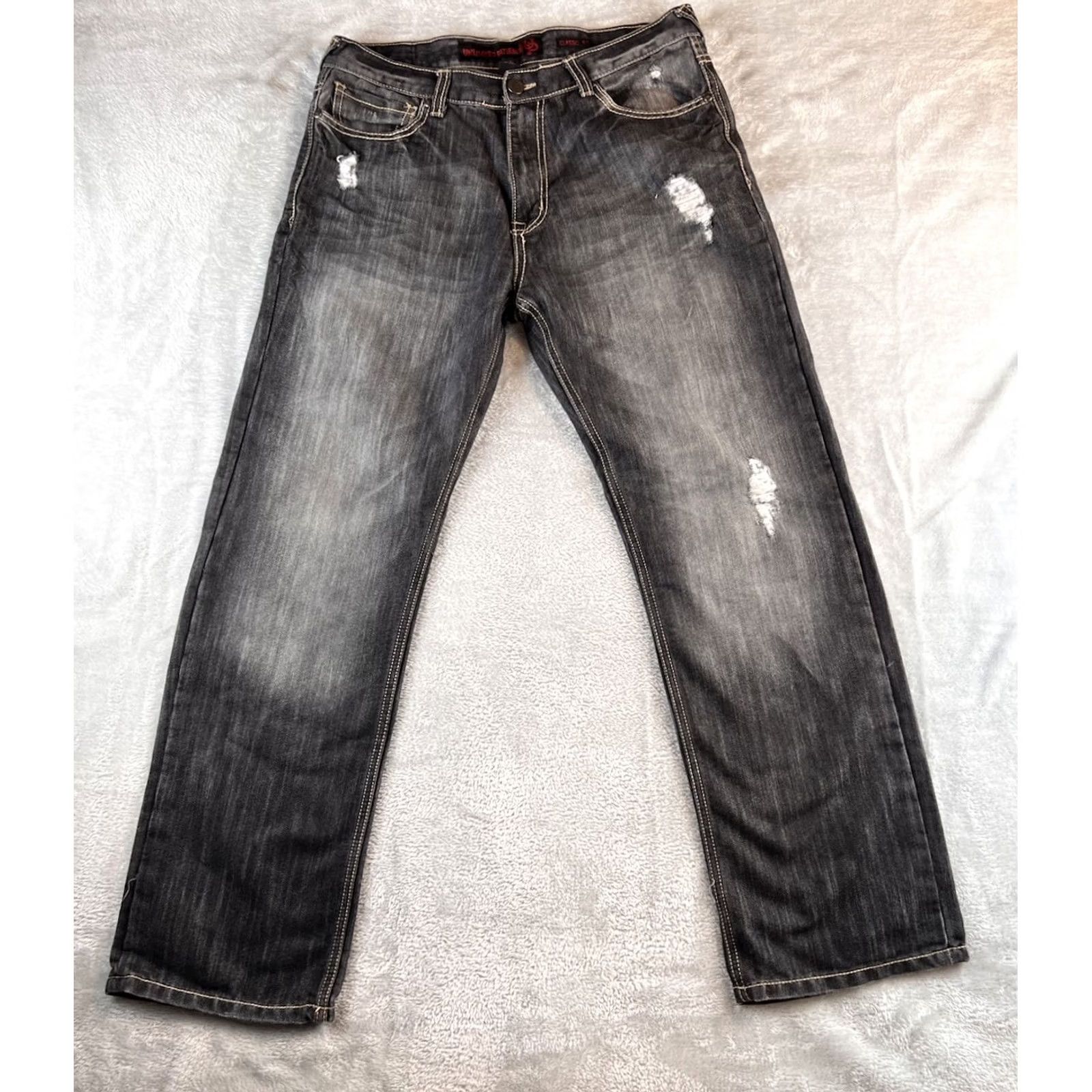 Denime Unlimited Patience Jeans Mens 36x32 Black Straight Jeans Regular 90s Bohemian City Retro USA Denim Size US 36 / EU 52 - 2 Thumbnail