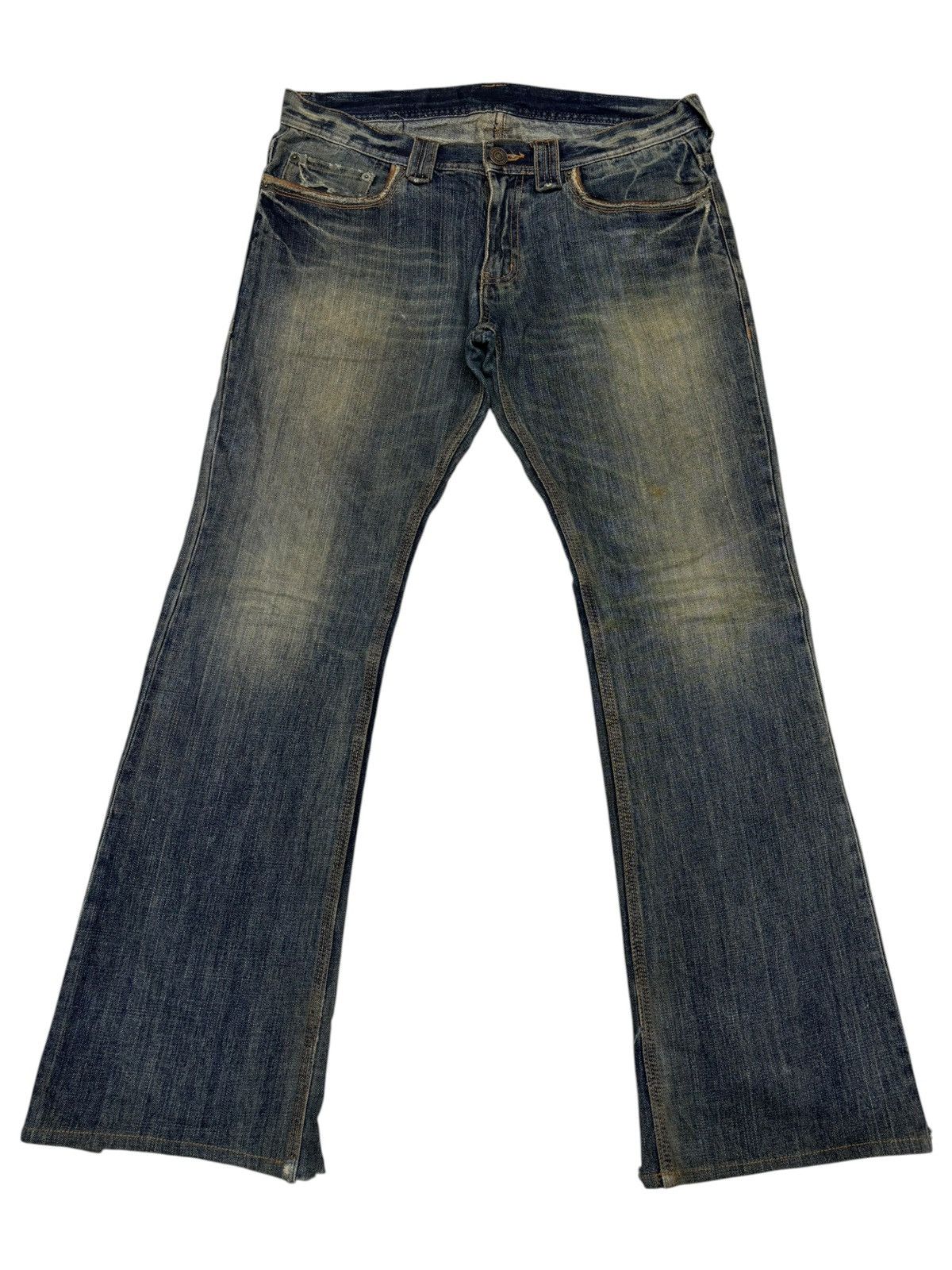 Tornado Mart Flare Jeans EDGE RUPERT Japan Mud Wash Distressed Denim Jean Size US 34 / EU 50 - 7 Thumbnail