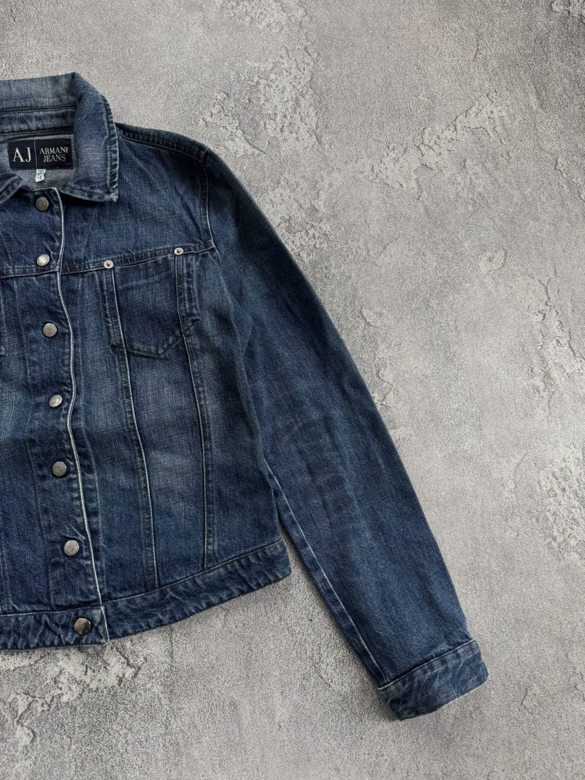 Armani Armani Jeans vintage retro denim indigo jacket track bomber Size S / US 4 / IT 40 - 14 Thumbnail