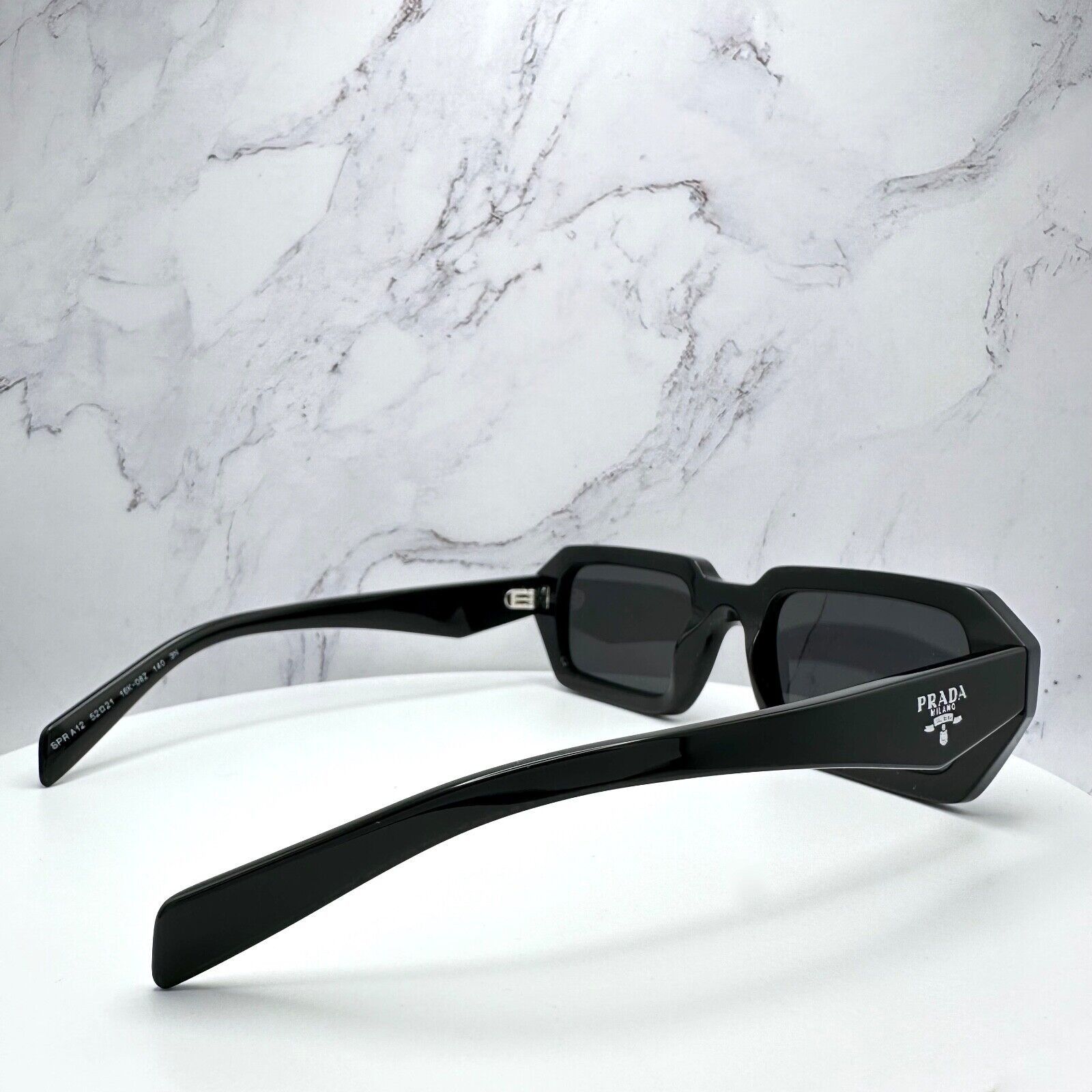 New PRADA Sunglasses Black Symbole PRADA MILANO Logo Square