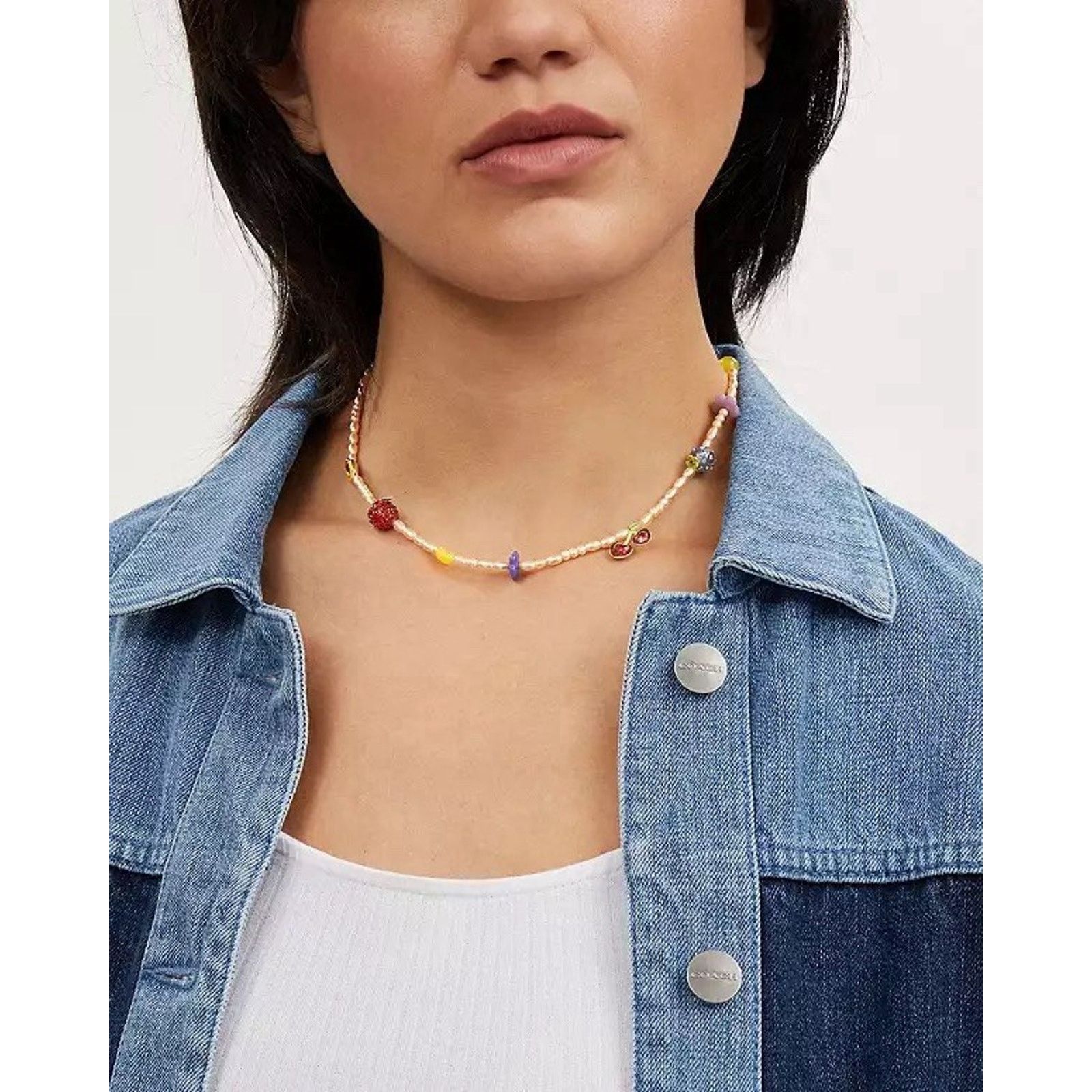 Coach NWT Coach Multicolor Fruit Charm Necklace Gold/Multi CT069 Size ONE SIZE - 3 Thumbnail
