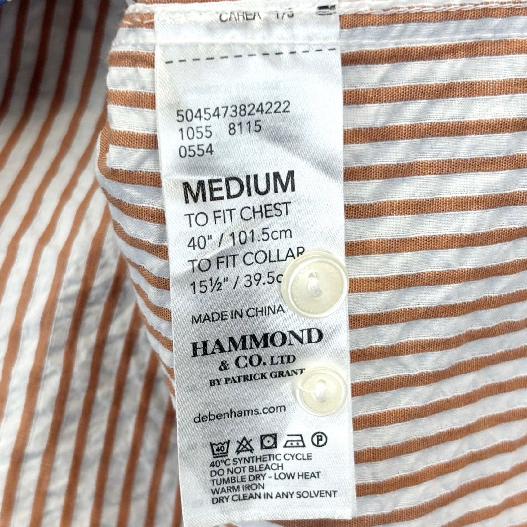 CO Hammond & Co Shirt Medium Striped Mens Blue White Short Sleeve Button-Up Size US M / EU 48-50 / 2 - 6 Thumbnail