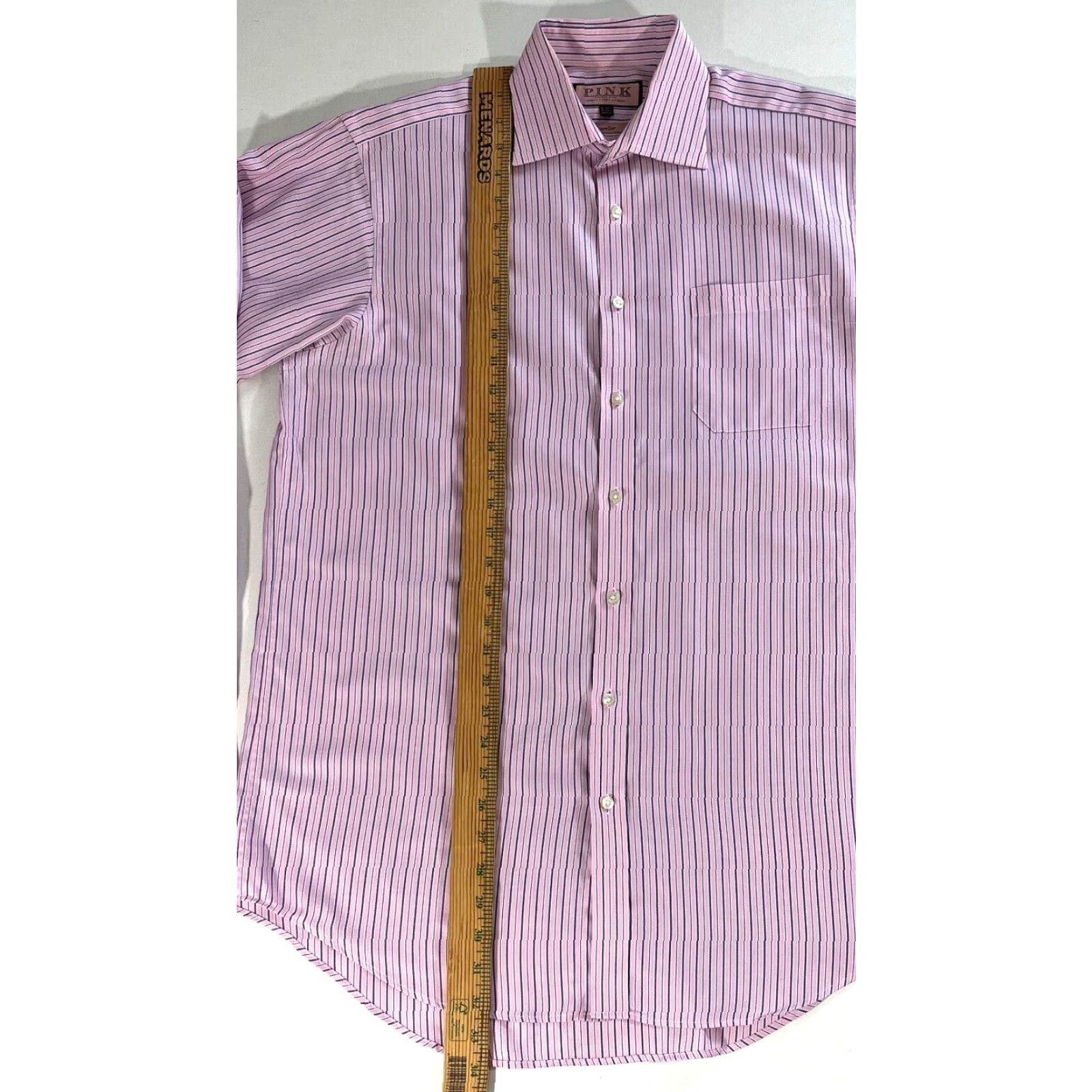 Pinko VINTAGE Men's Thomas Pink Traveller Shirt Striped Pink Sz 16 41-93cm 100% Cotton Dress Shirt Size US L / EU 52-54 / 3 - 5 Thumbnail