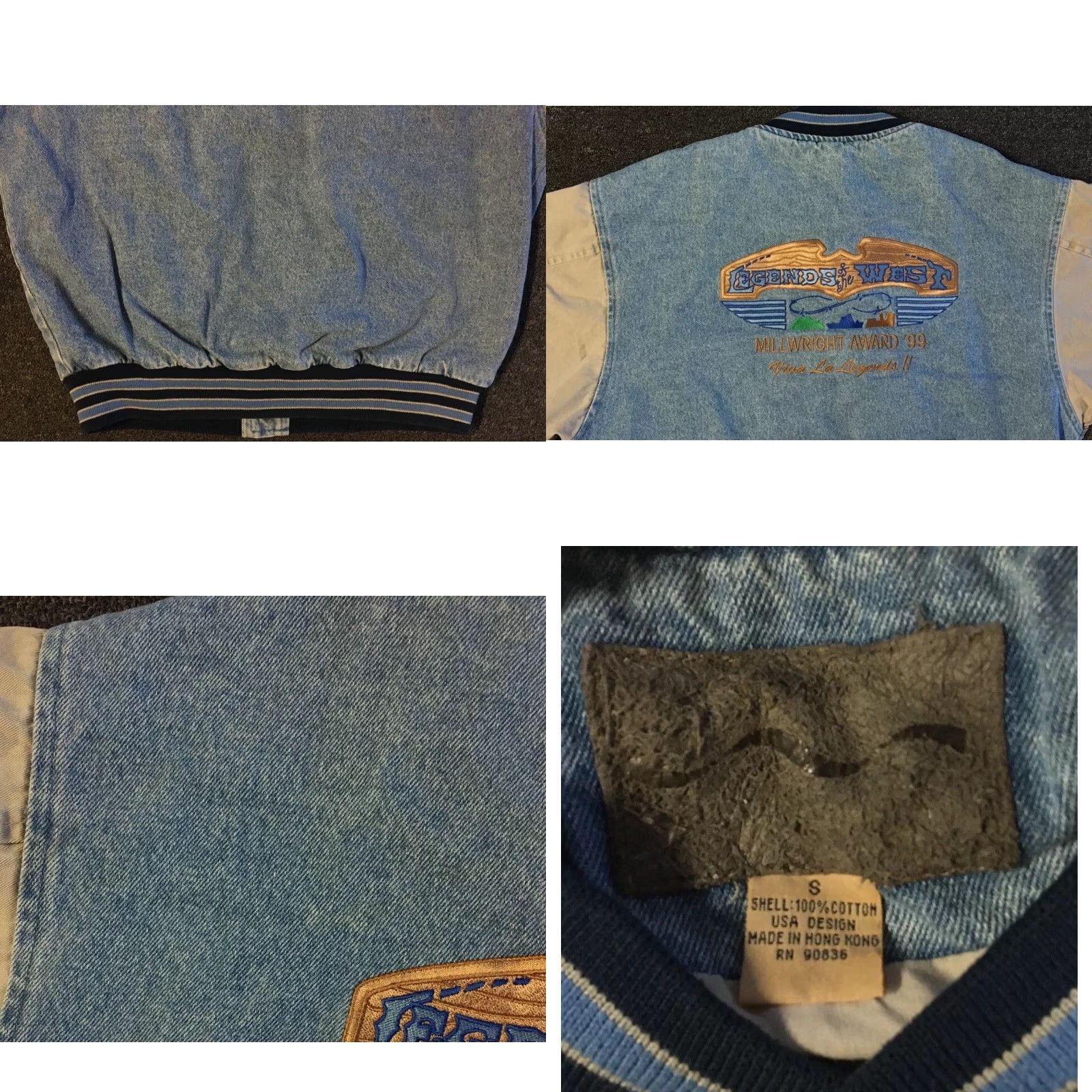 Vintage Vtg 90s Legends Of The West Faded Denim Bomber Jacket S Mens Blue Denim Trucker Grunge 80s Vintage Style Jacket Size US S / EU 44-46 / 1 - 8 Thumbnail