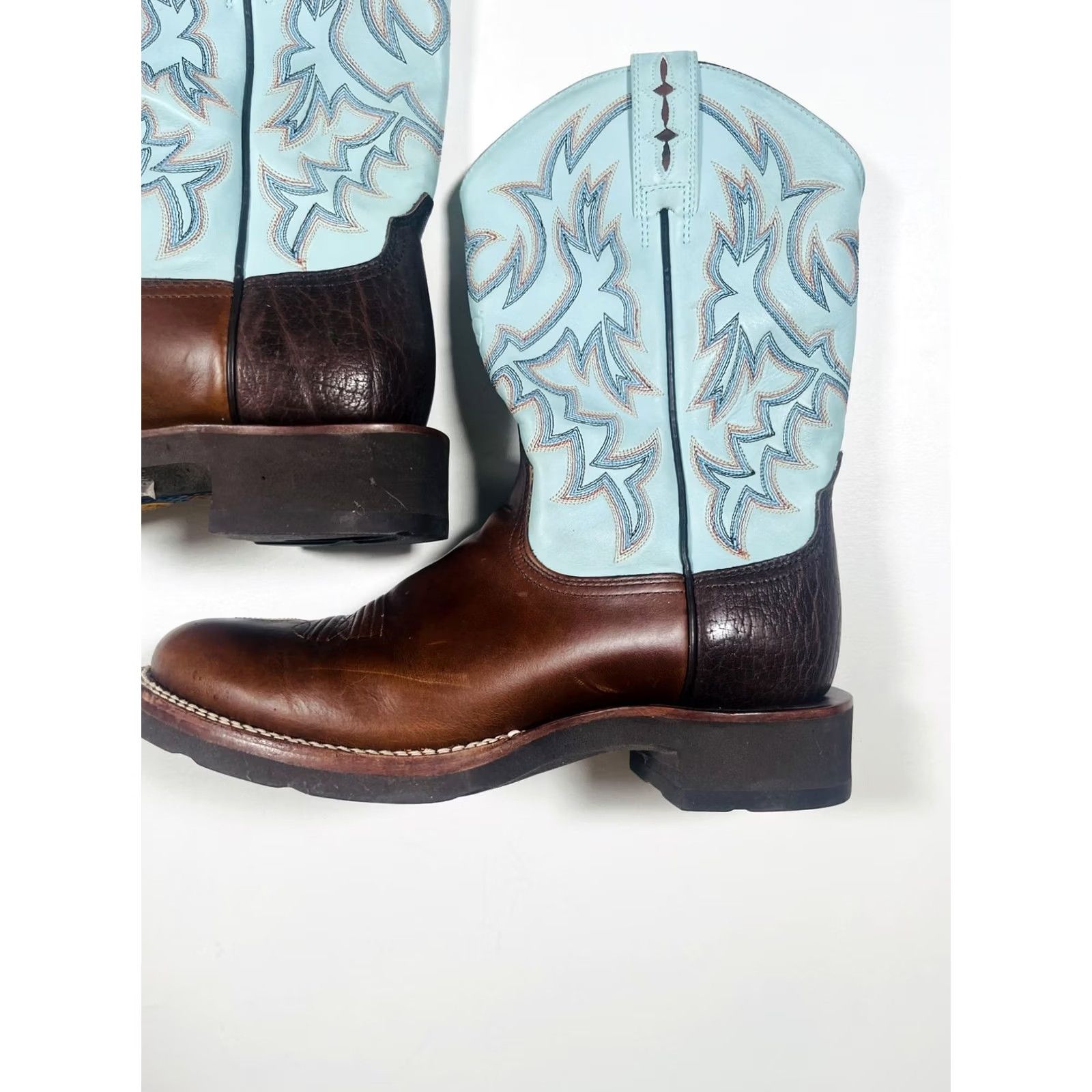 Ariat Ariat Cobalt Crepe Boots Mens Size 9D Western Leather Walnut Sky Blue 38823 Size US 9 / EU 42 - 5 Thumbnail