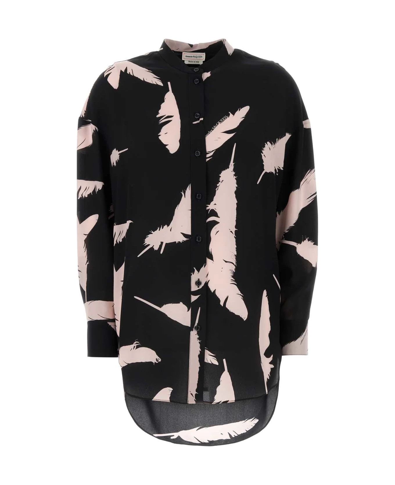 Alexander McQueen o1srvl11e0326 Feather Cocoon Sleeve Shirt in Black/Ivory Size S / US 4 / IT 40 - 1 Thumbnail