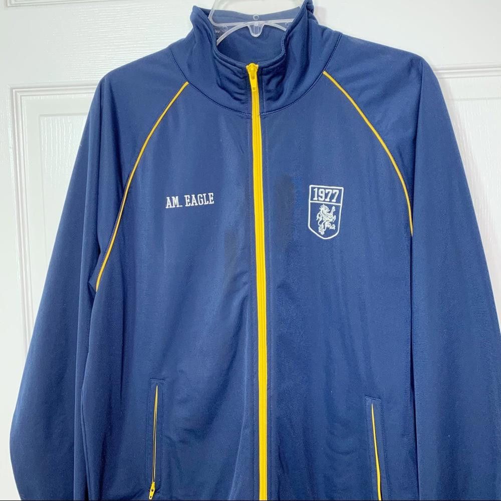 American Eagle Outfitters Vintage American Eagle Full Zip Track Jacket Navy Gold Men L Size US L / EU 52-54 / 3 - 3 Thumbnail