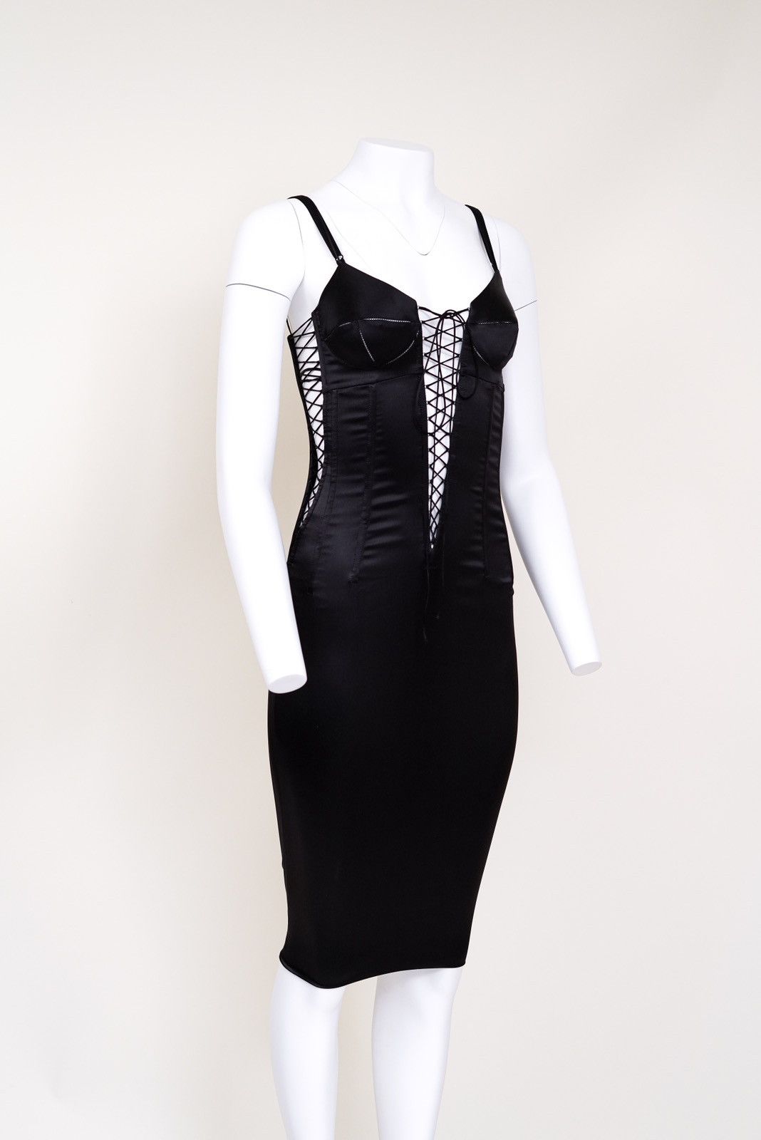 Dolce & Gabbana Dolce & Gabbana F/W Black Plunging Corset Lace Up Mini Dress Size M / US 6-8 / IT 42-44 - 4 Thumbnail