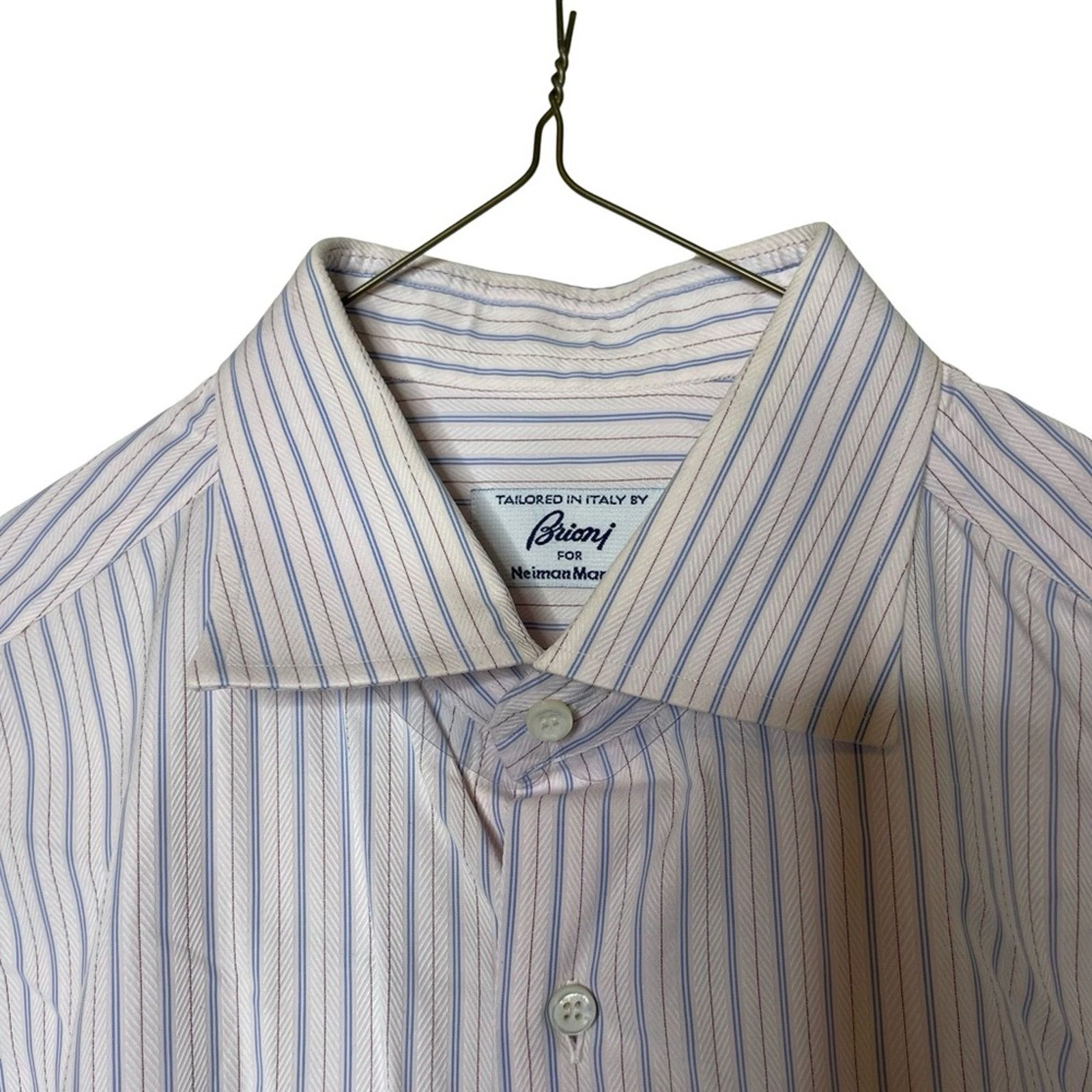 Brioni Brioni pink blue dress button down shirt sz 16 Size US L / EU 52-54 / 3 - 2 Thumbnail